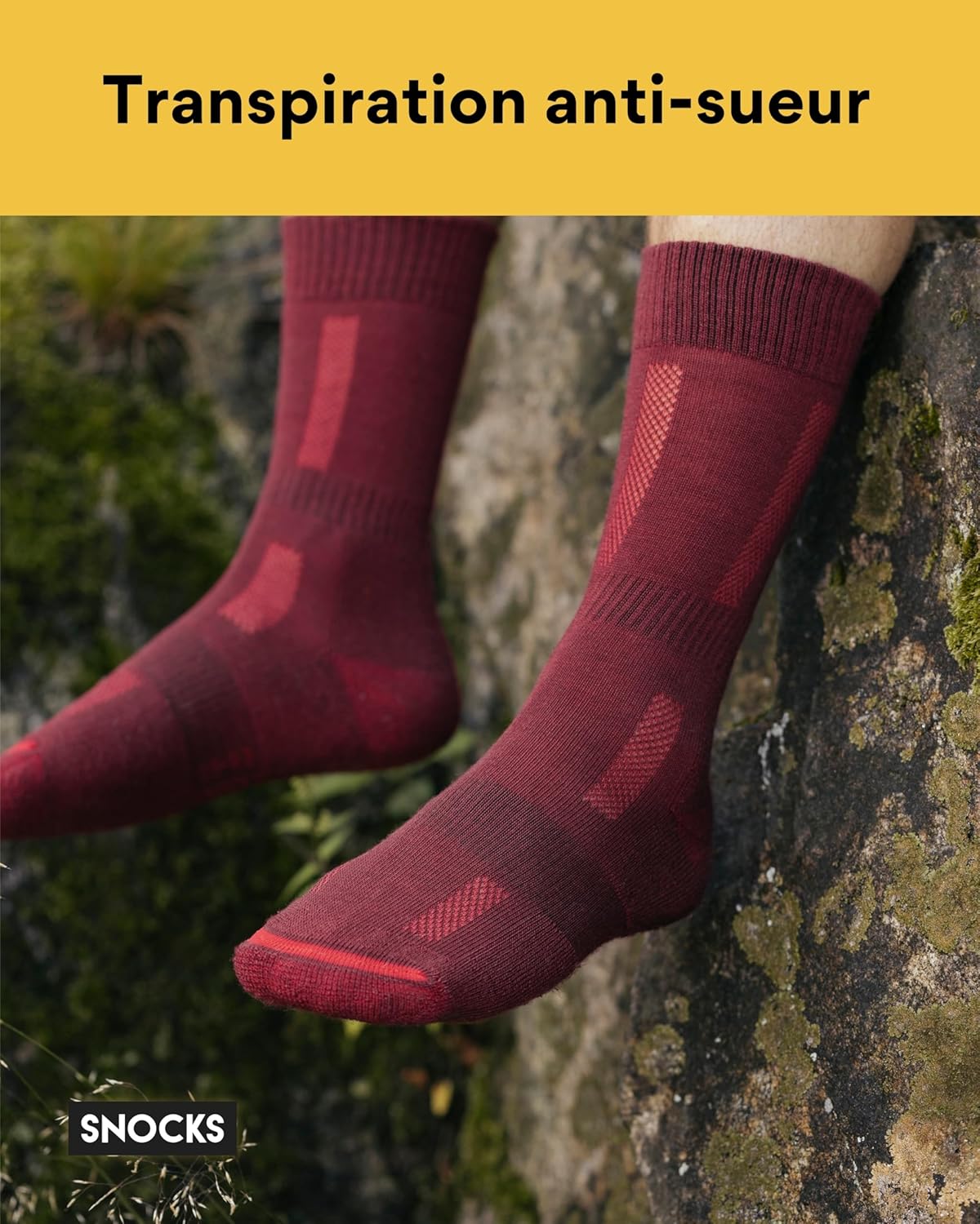 Thumbnail 3 de Snocks Chaussettes Randonnée Légères en Laine Mérinos – Anti-Ampoule, Tailles 35-50