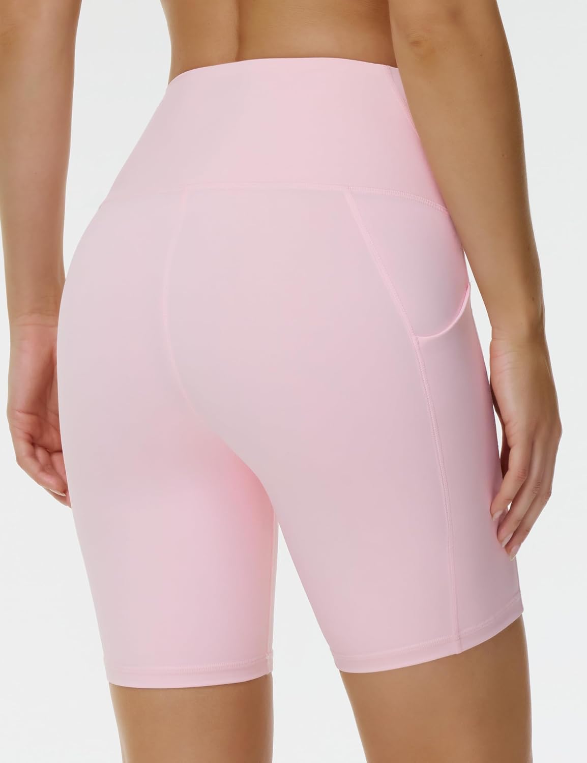 Detalle de THE GYM PEOPLE Women's 8'' High-Waist Cycling Shorts with Side Pockets