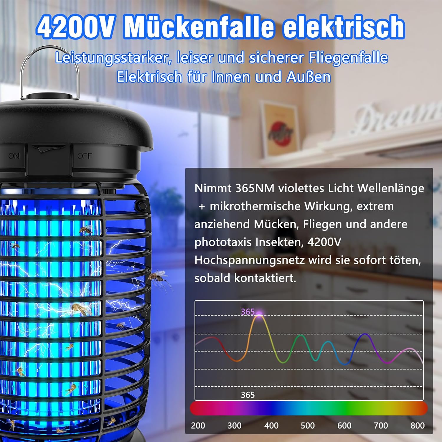 Thumbnail 3 de Seenlast Insektenvernichter Elektrisch – 15W UV-Lampe gegen Mosquitos, IPX4, 4200V