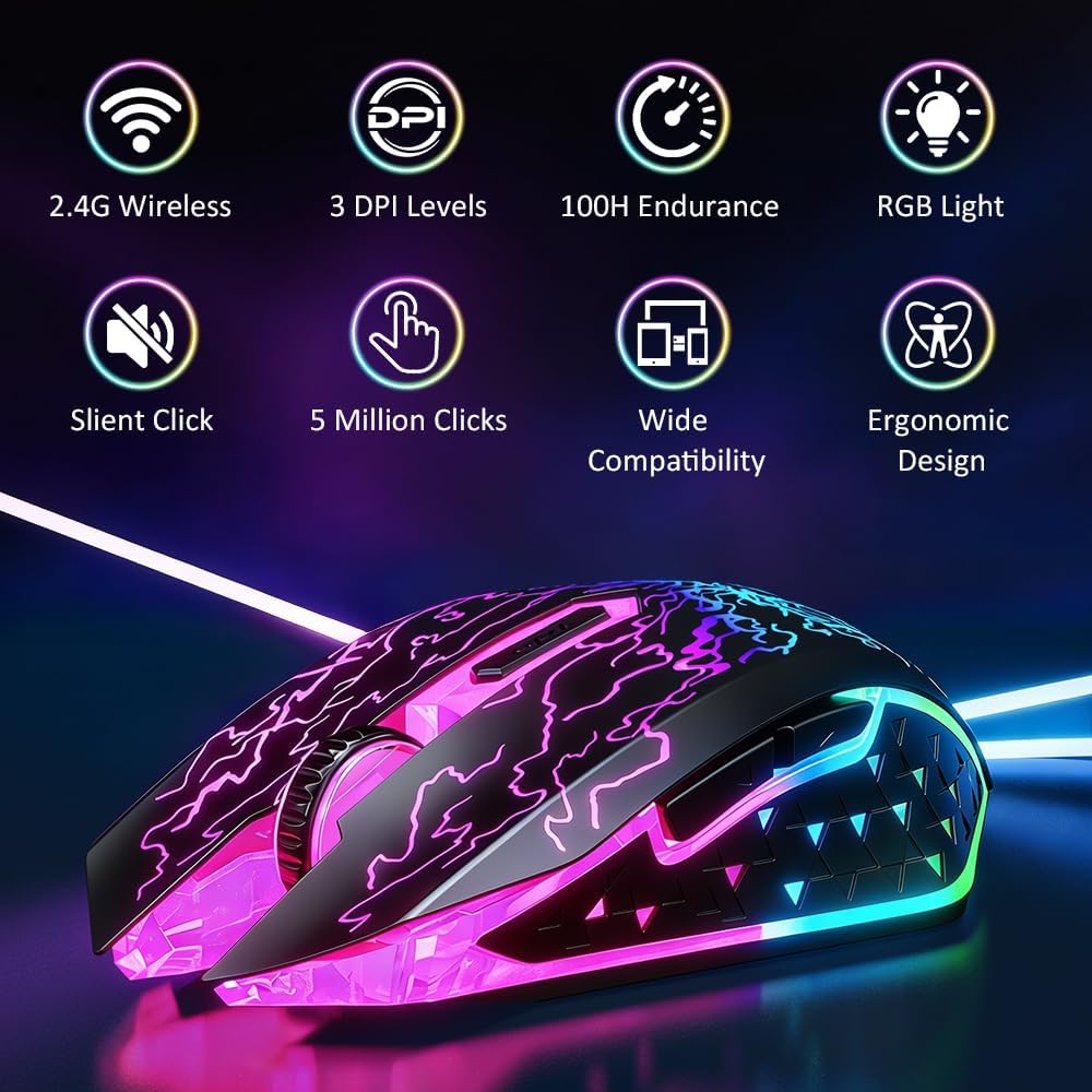 Detalle 2 de VersionTECH Wireless Gaming Mouse 3-level DPI