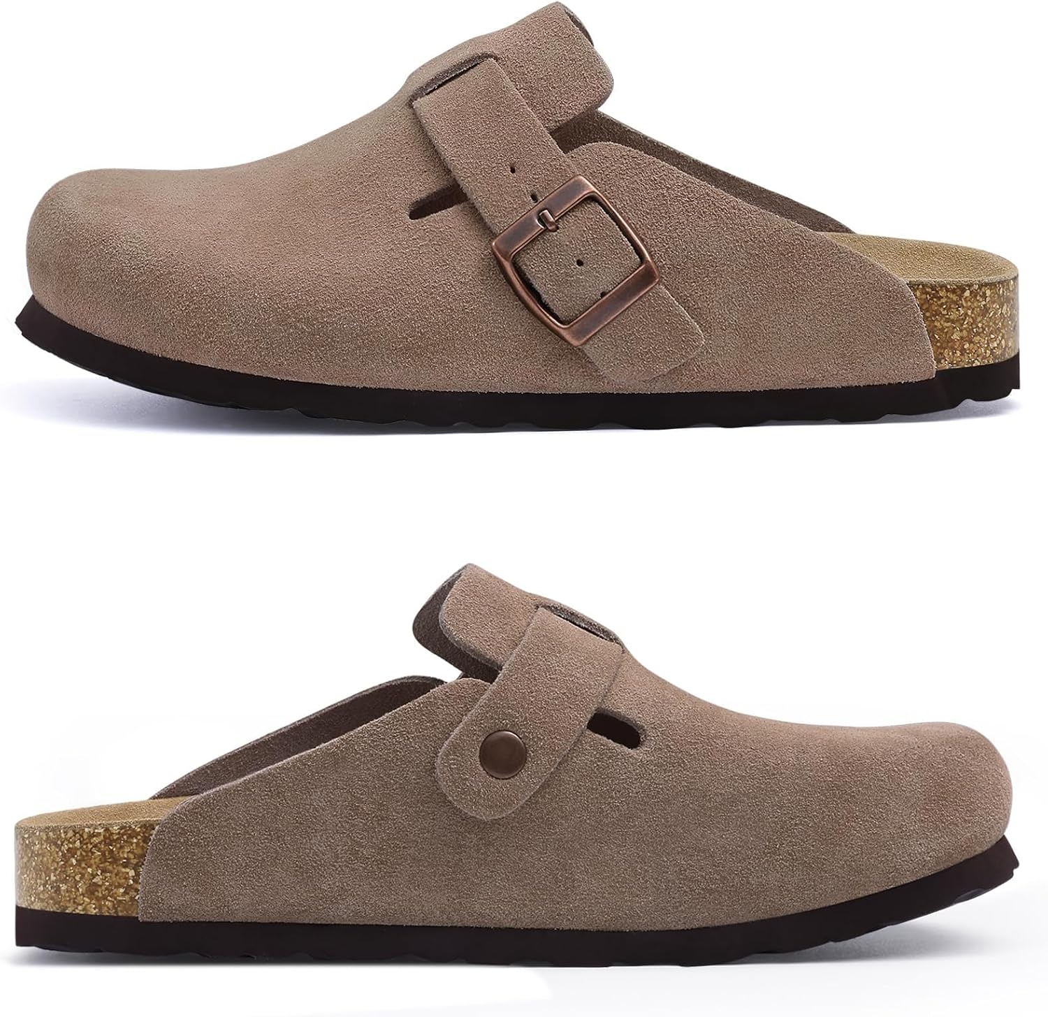 Thumbnail 5 de Asgard Genuine Suede Clogs with Arch Support Cork Footbed for Women & Men Leather Mules