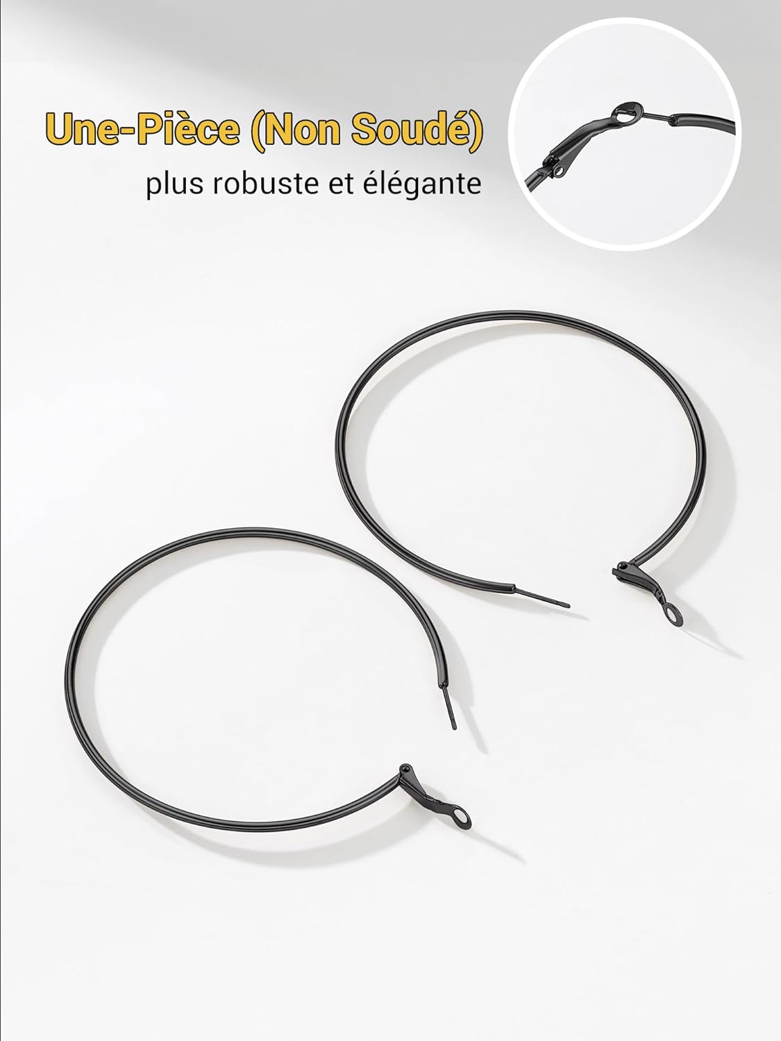 Thumbnail 5 de PROSTEEL Créoles Femme 30/50/70 mm – Lot de 3 paires en acier inoxydable 316L (noir)