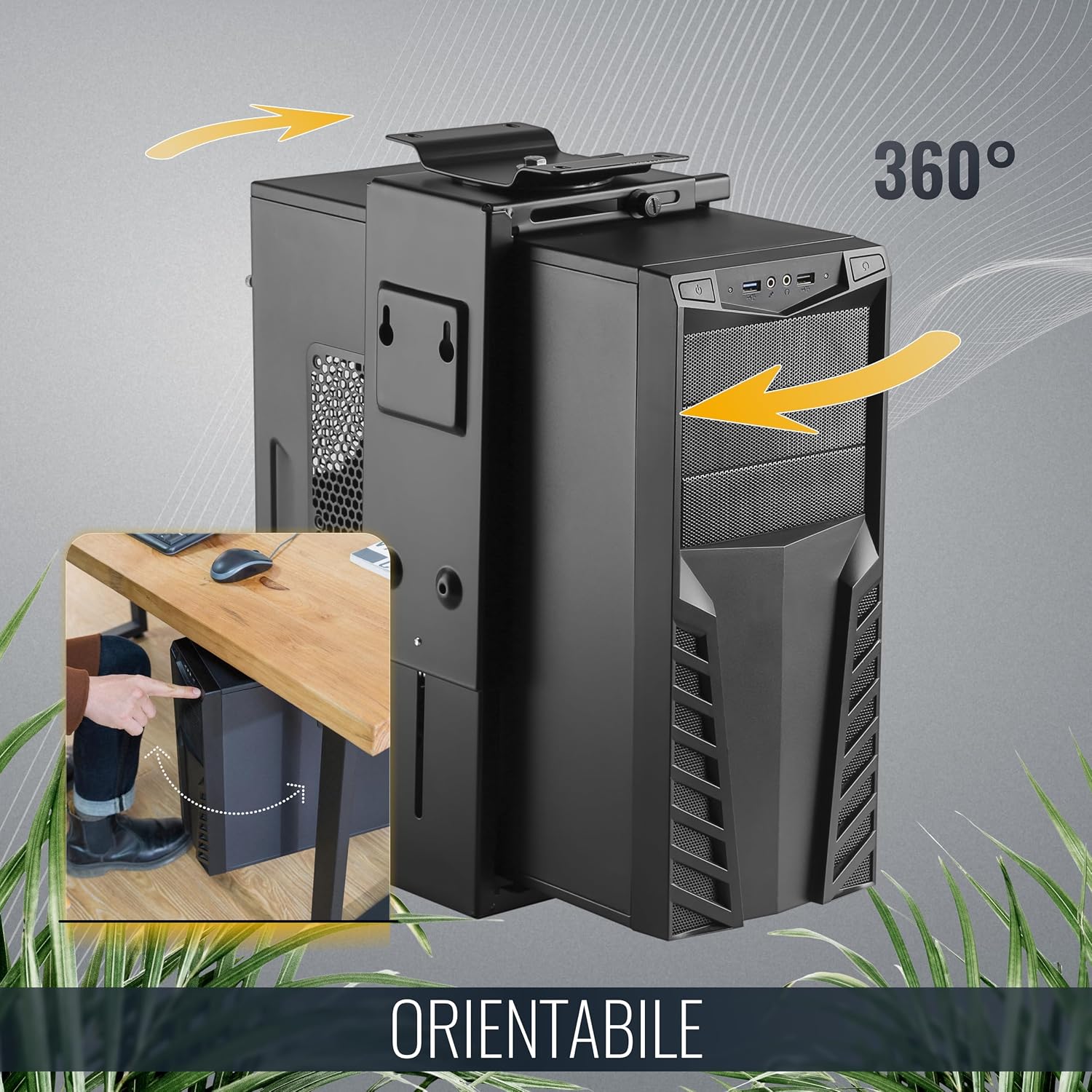 Detalle 2 de RICOO TRH-06 supporto PC sotto scrivania 360°