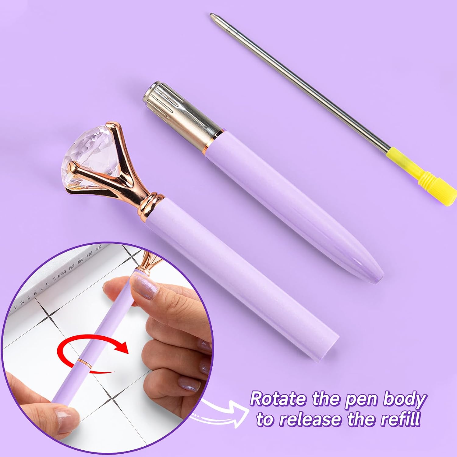 Detalle 1 de YOXMJDB Model 1 Purple Ballpoint Pens, 6-Piece Metal Set with 1.0mm Black Ink