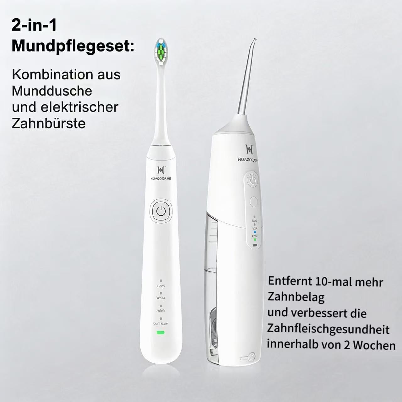 Detalle de 2-in-1 Mundhygiene-Set: Munddusche & elektrische Zahnbürste (2000 mAh, IPX7, Reiseetui) – TÜV-geprüft