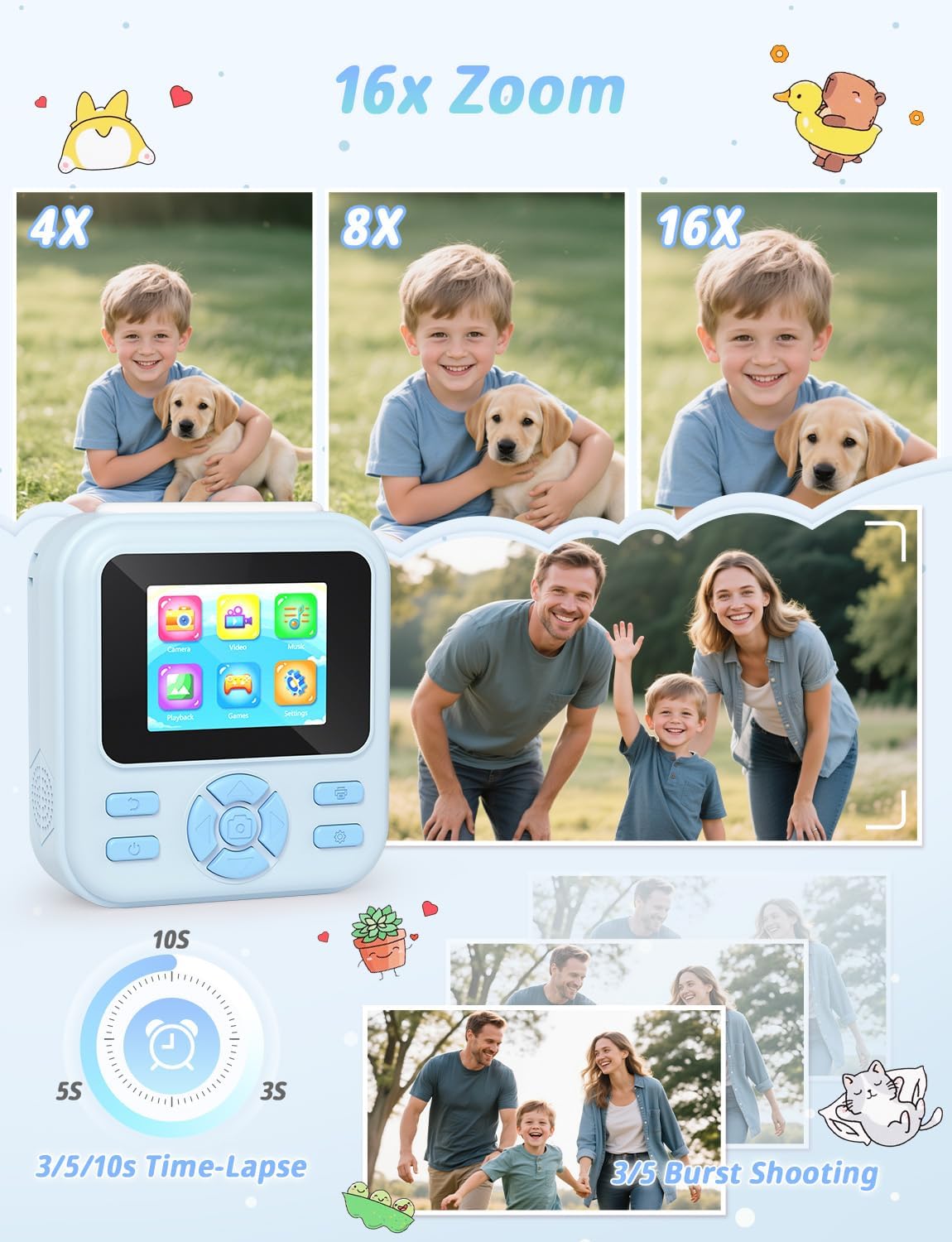 Thumbnail 5 de YOHOOLYO Kids Camera Instant Print with 32GB Card & 3 Paper Rolls – 2.4" Digital Instant Camera for Kids Aged 4–10 (Blue)
