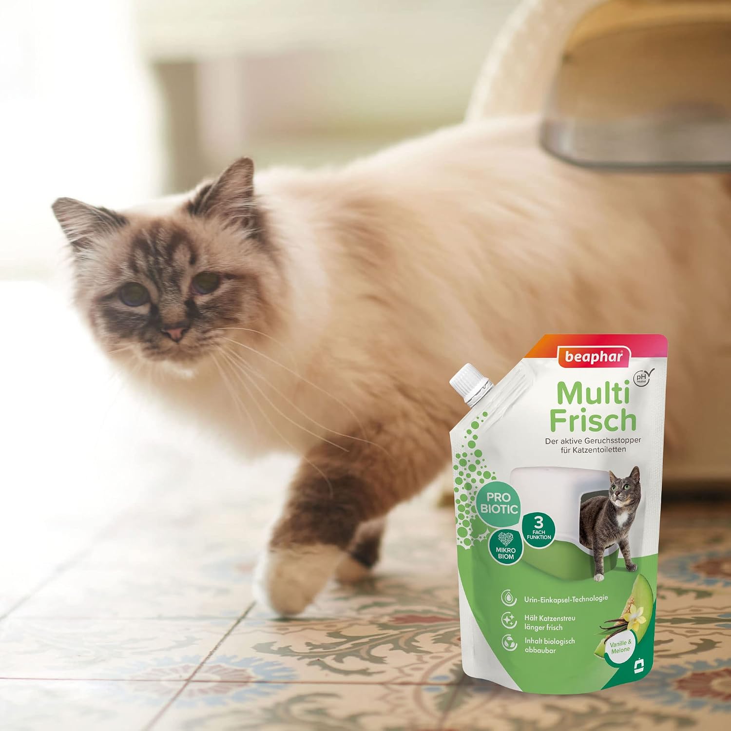 Detalle de Beaphar Multi Frisch Vanille & Melone, 400 g – längere Frischhaltung der Katzenstreu