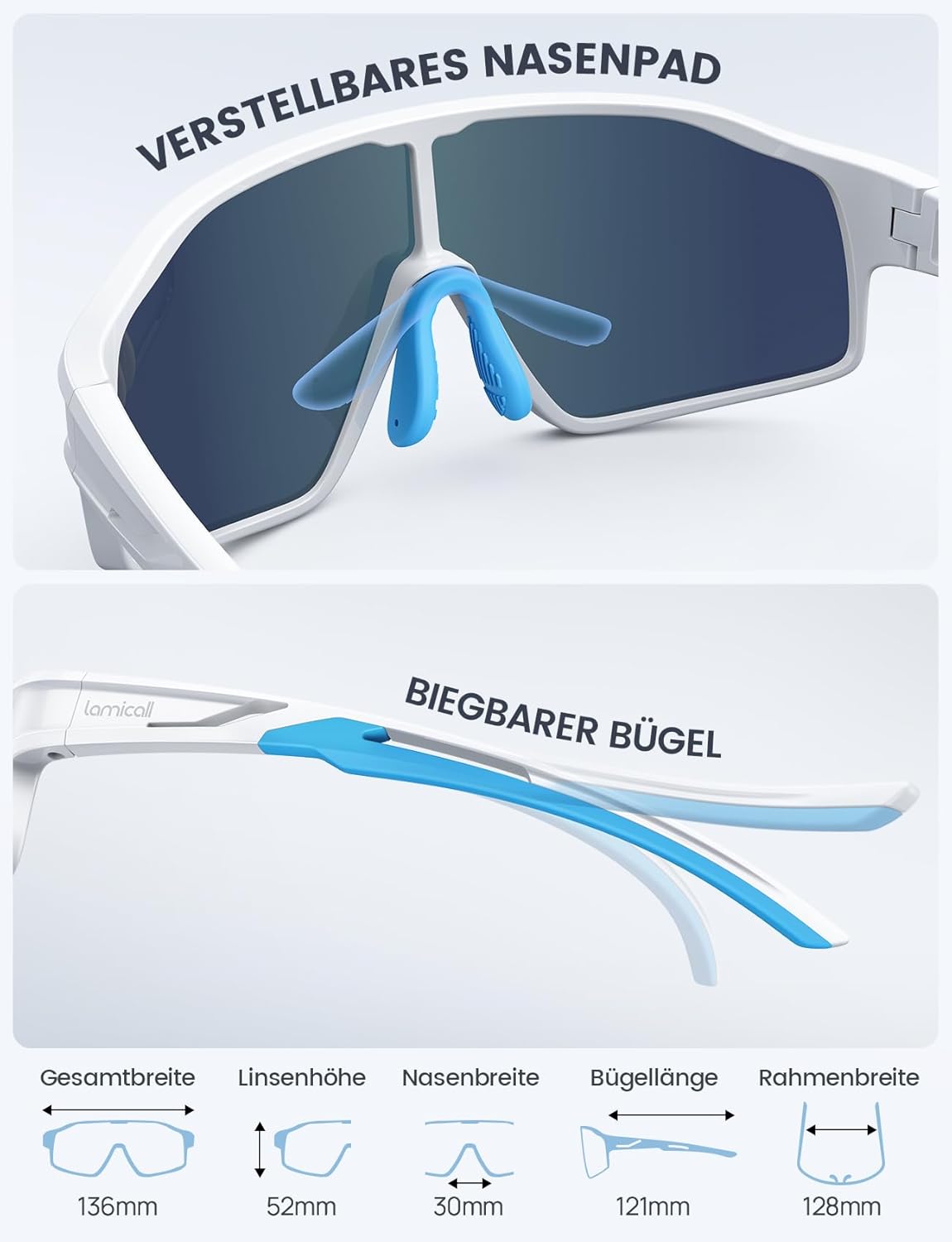 Thumbnail 4 de Lamicall Fahrradbrille Kinder – Ultraleicht, UV400, polarisierte Sportbrille aus TR-90
