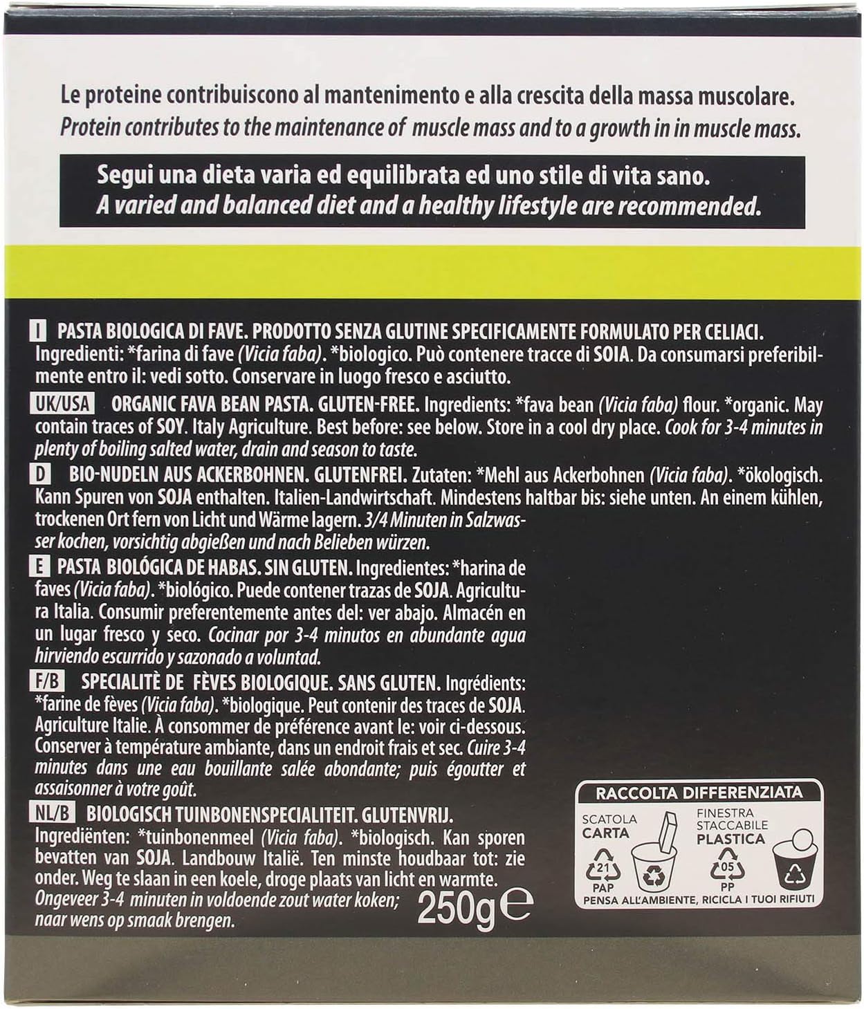Thumbnail 1 de Probios Protein Pasta Black Bio (senza glutine) a base di farina di fave bio – confezione da 8 x 250 g