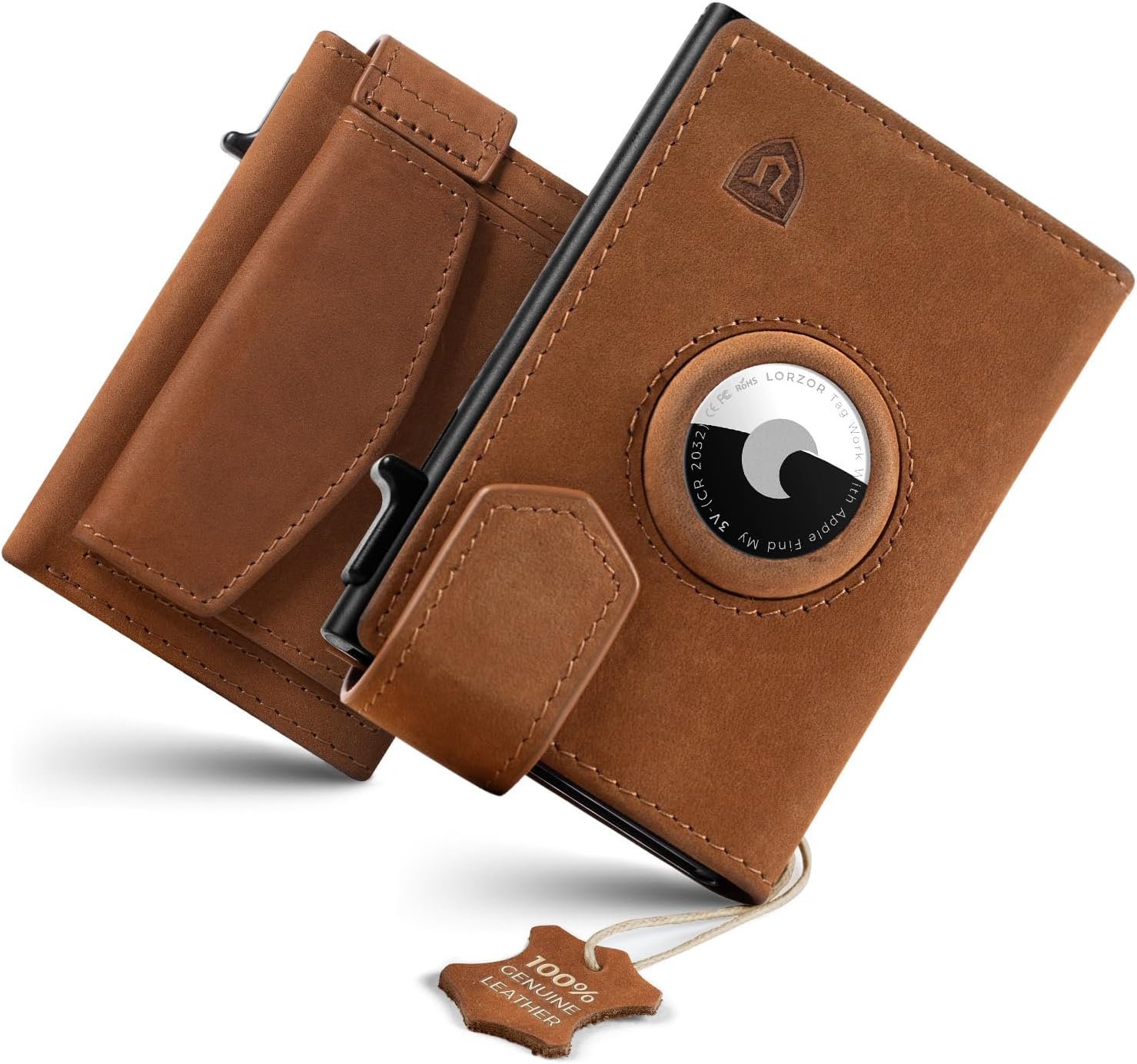 Thumbnail 6 de LORZOR Airtag Wallet Slim Magnetic Closure with XXL Coin Pocket: A compact cardholder with real leather and RFID protection