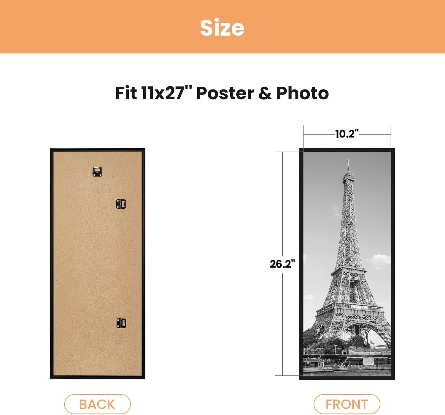 Detalle de upsimples 11x27 Picture Frame Black 3 Pack — Scratch-Proof Frames with Slide-In Strips for Gallery Walls