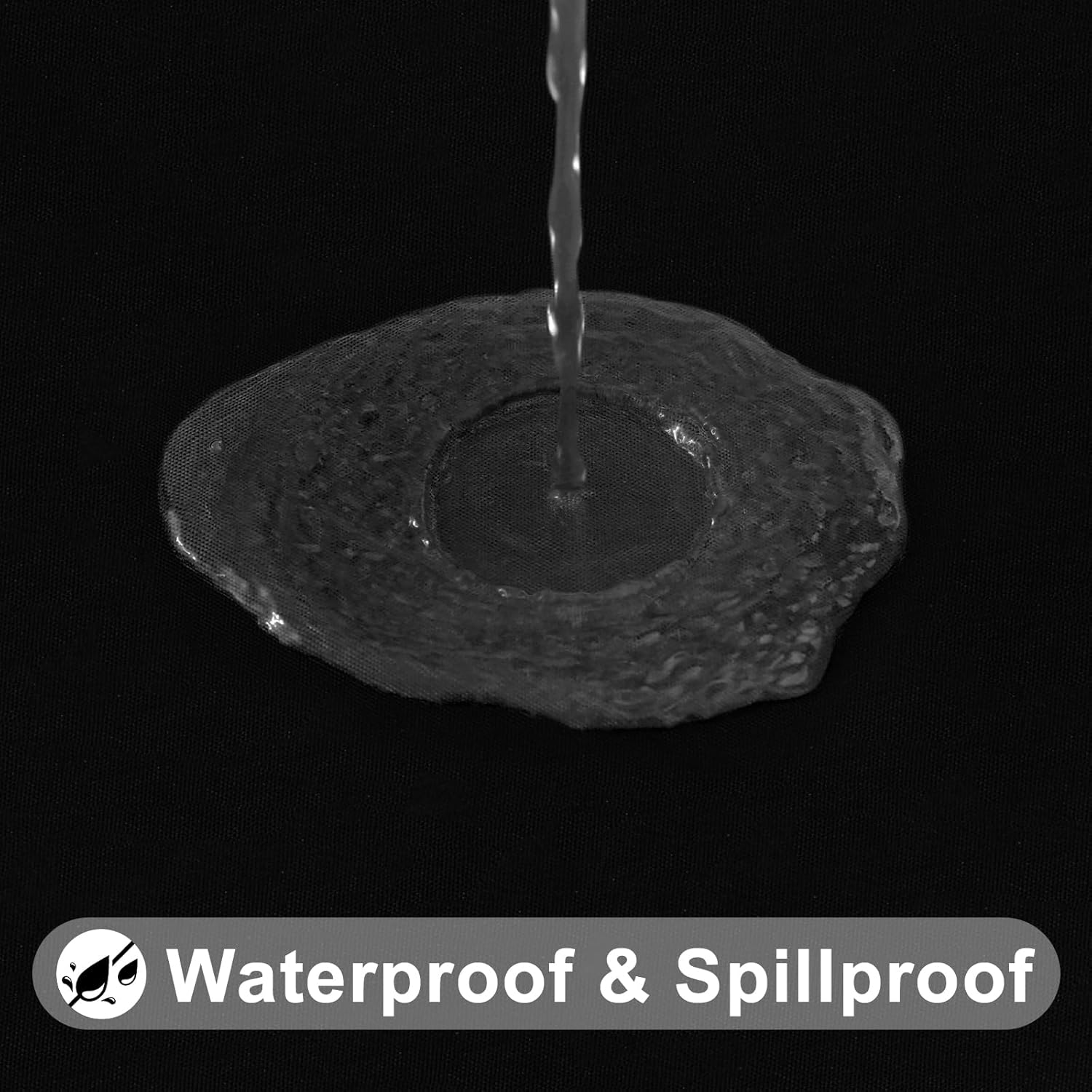 Thumbnail 3 de Smiry Rectangle Tablecloth for 6ft Folding Tables (Elastic Fitted, Flannel-Backed Vinyl, Black)