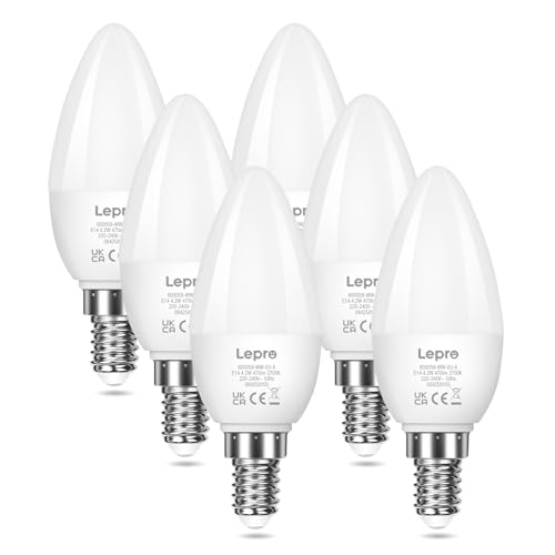 Detalle de Lepro C37 E14 LED Light Bulb, Warm White 2700K – Pack of 6