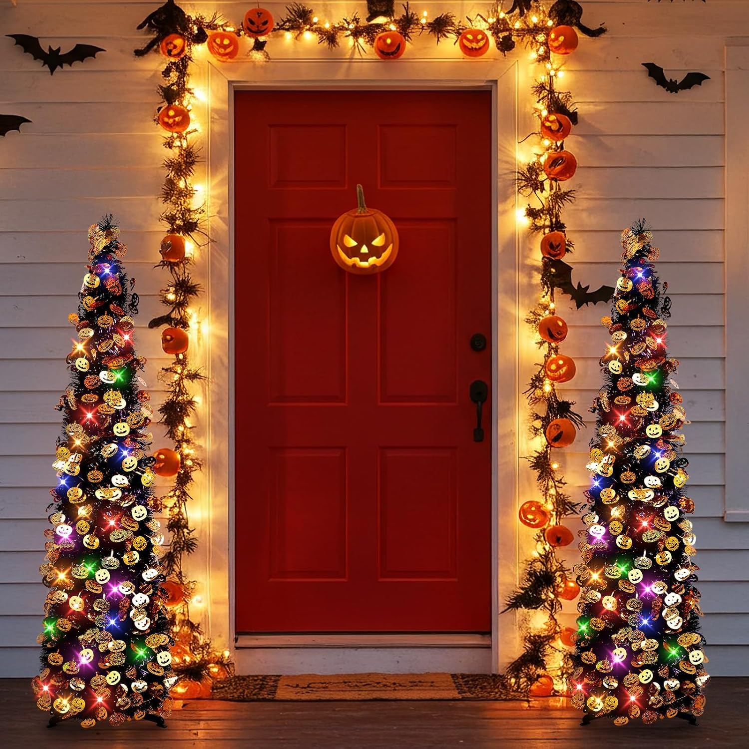 Thumbnail 6 de N&T NIETING 5-Foot Halloween Tinsel Tree with Pumpkin Accents and Orange LED Lights