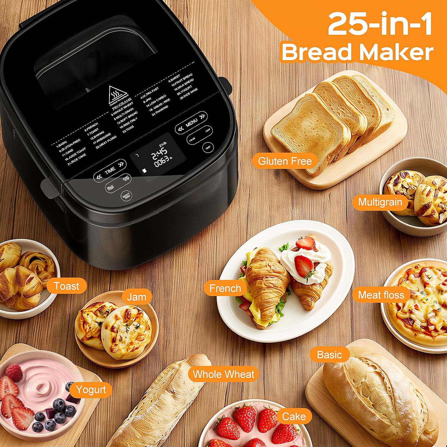 Detalle de LCKSMAL 2.5LB Bread Maker with Built-in Scale: 25-in-1, Beginner-Friendly