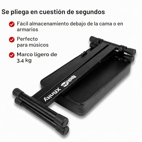 Detalle de RockJam Banco de Piano Ajustable con Asiento Acolchado y Marco de Acero