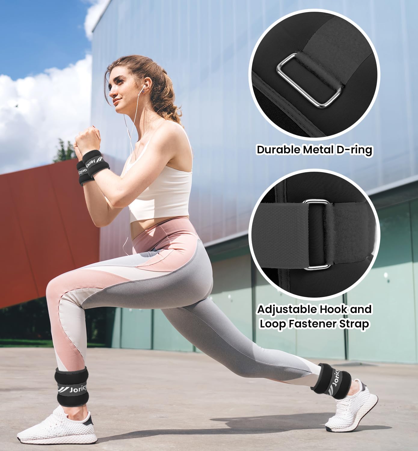Detalle 2 de Adjustable Ankle Weights Pair (1/2/3/4/6/8/10/12/20 LBS) for Wrist, Leg, Arm & Rehab Workouts