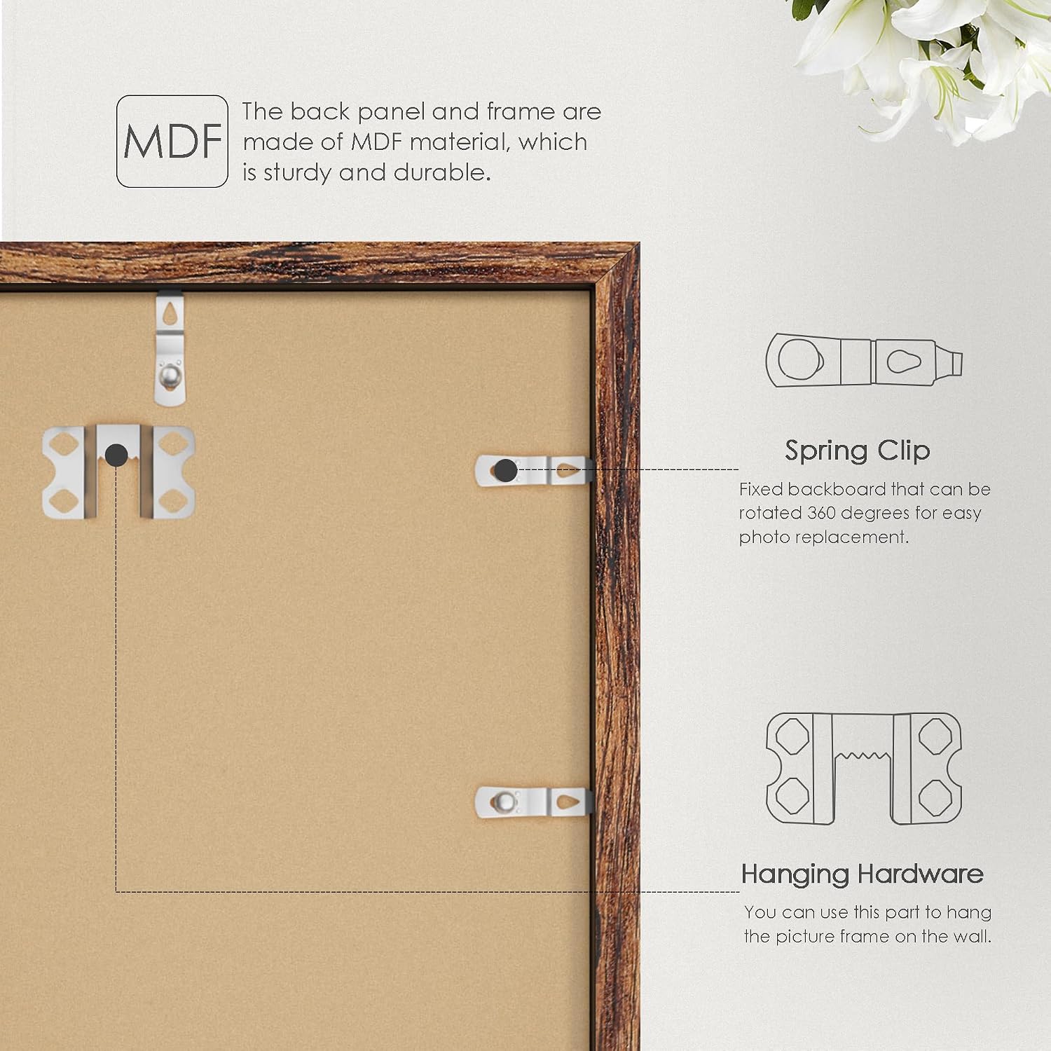 Thumbnail 6 de Fisnish 13x19 Picture Frame, Classic Brown – Wall Mount Poster Frame (1 Pack)