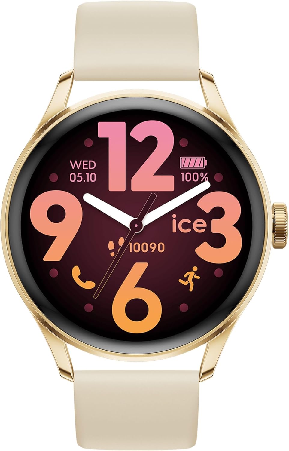 Detalle de Ice-Watch Ice smart 3.0-1.2 Gold Beige – Damen-Smartwatch mit GPS, AMOLED 1,2 Zoll und Strava-Kompatibilität