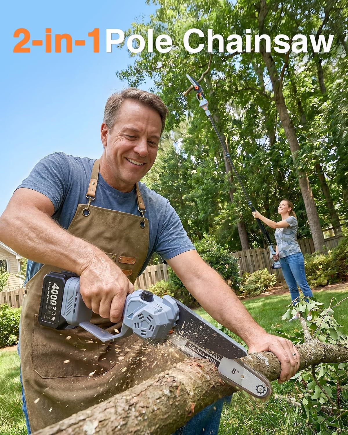 Detalle 2 de TaskStar SC08 2-in-1 Pole Saw and Chainsaw, 8-Inch Bar, Brushless Motor