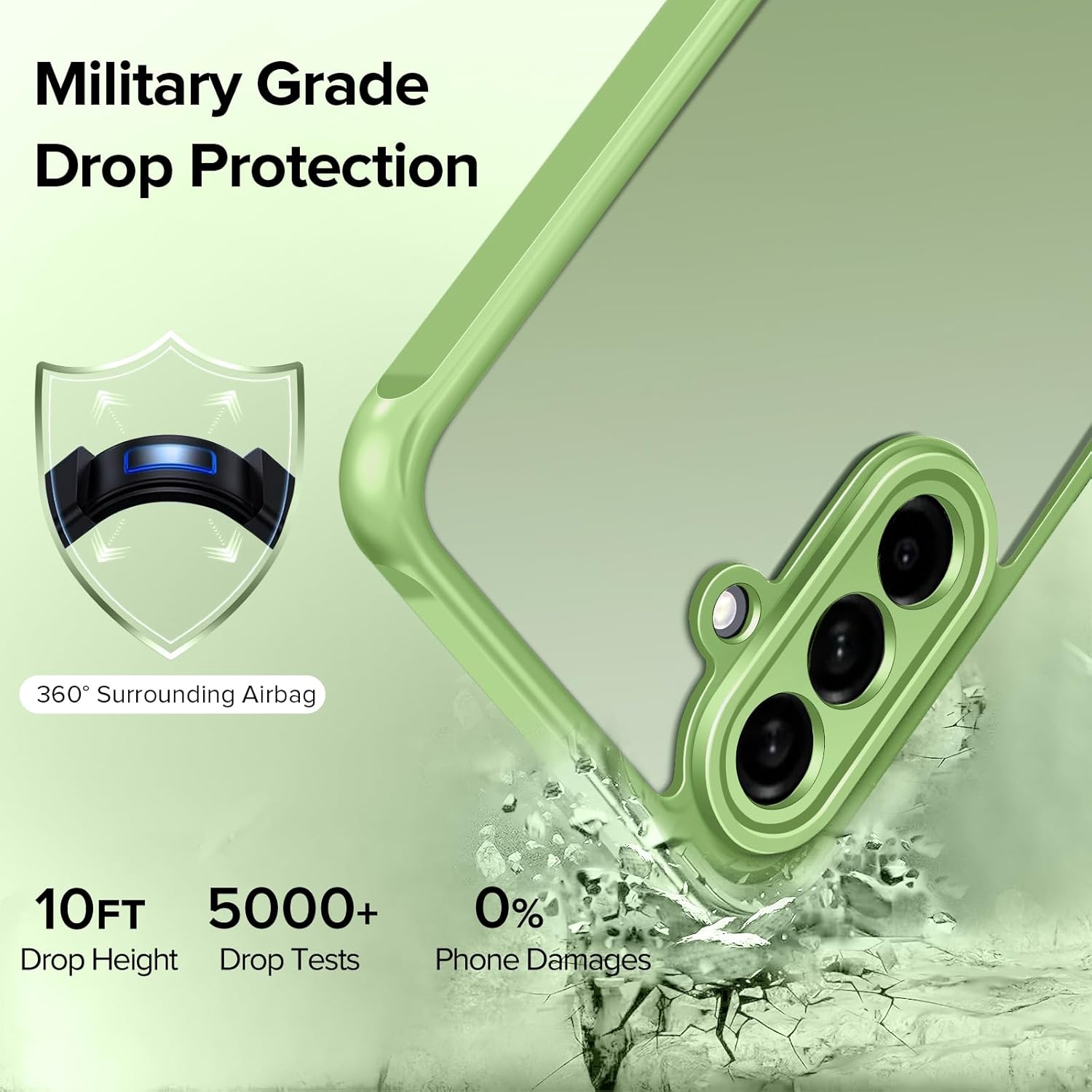 Thumbnail 2 de ivoler 3 in 1 Case for Samsung Galaxy A17 4G/5G with 2 Tempered Glass Pieces, Military Protection (Transparent) – Light Green