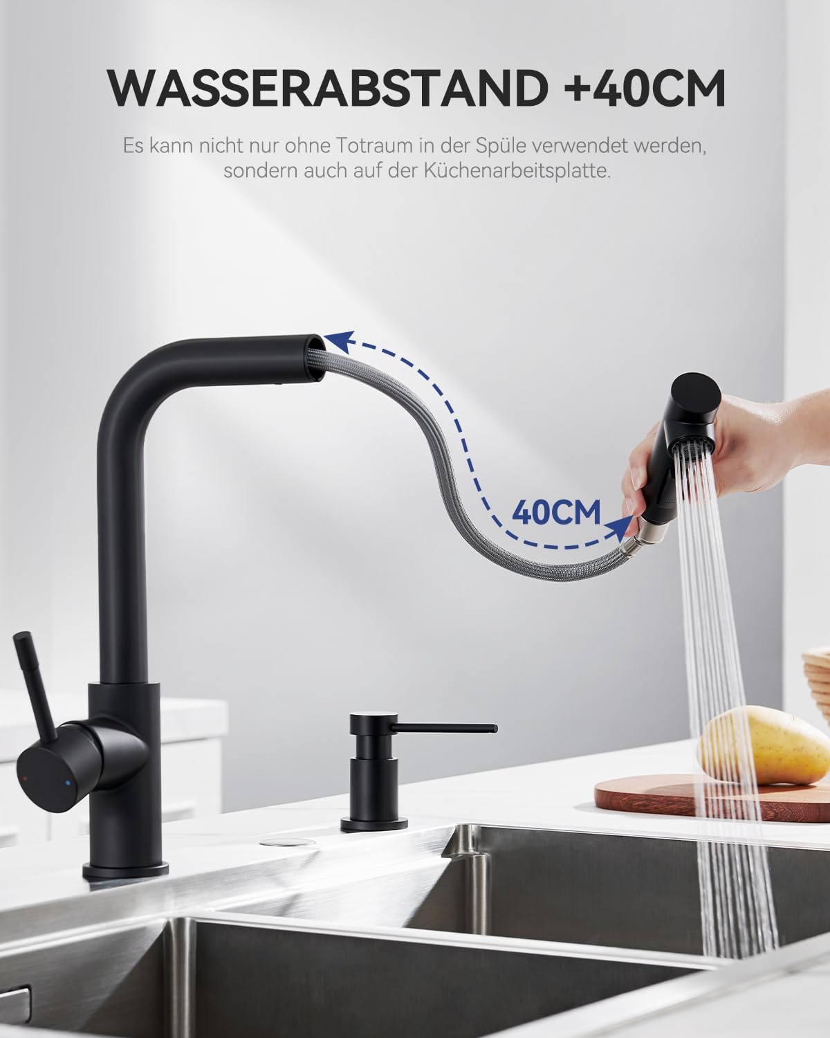 Detalle de Sofetiy Wasserhahn Küche Schwarz Ausziehbar 40 cm