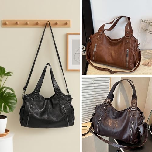 Thumbnail 6 de Mabecol borsa donna shopper in PU nero, capiente con tracolla regolabile