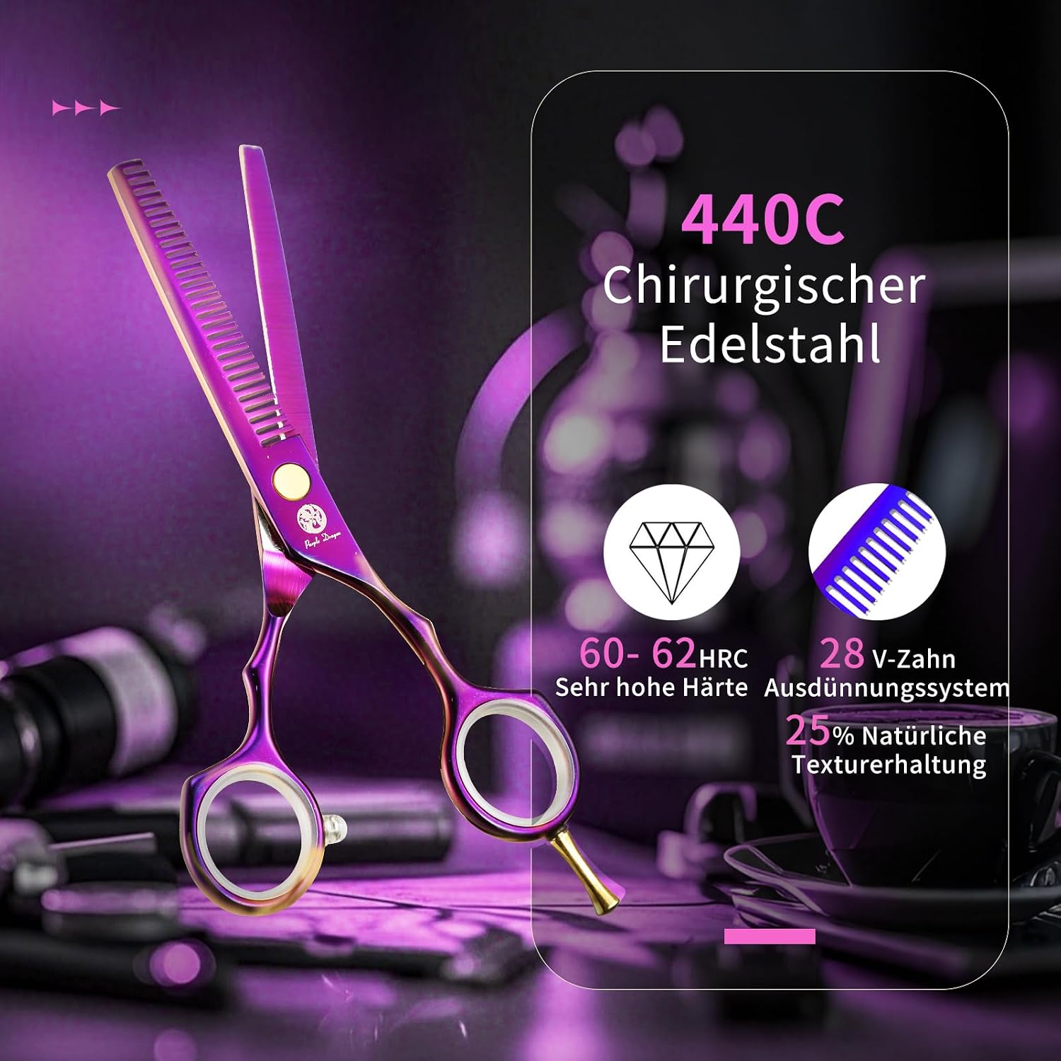 Detalle de Purple Dragon Haarschere 5,5 Zoll ✂