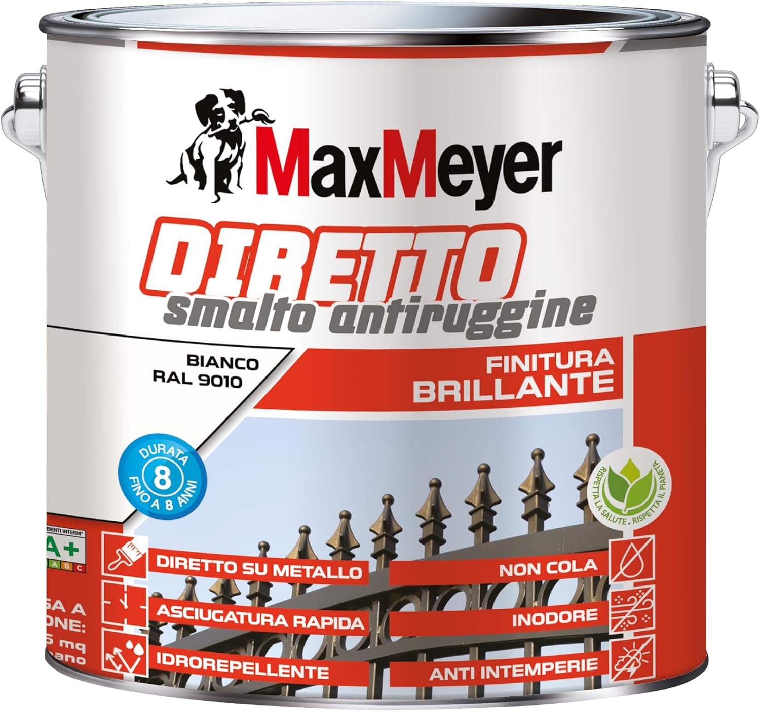 Thumbnail 3 de MAXMEYER Diretto Antiruggine Brillante R9010 Bianco 0.75 L: vernice diretta per ferro arrugginito, indoors e outdoors
