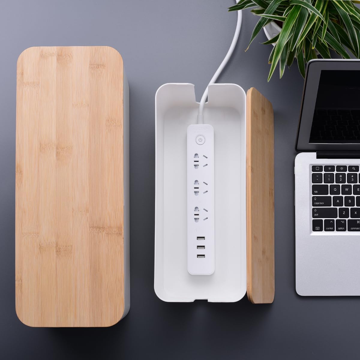 Thumbnail 6 de Chouky wood cable box Cable Management Box, 2-Pack with Wood-Style Lids