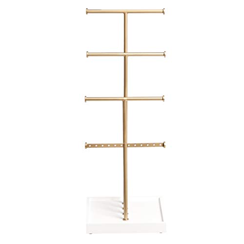 Detalle de Amazon Basics Présentoir à bijoux à quatre étages – Blanc/Laiton
