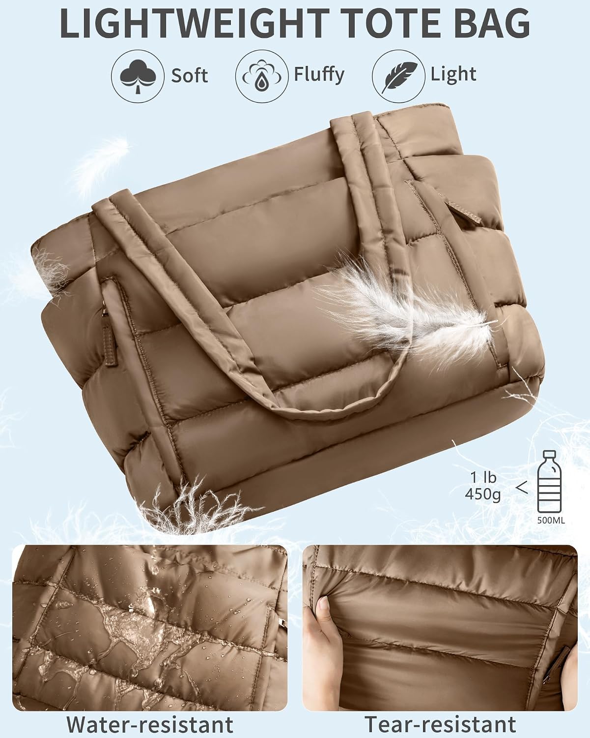 Detalle 2 de Bagstellar Puffer Tote Bag with 15.6-Inch Laptop Sleeve