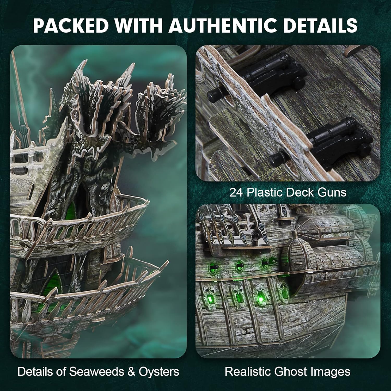 Thumbnail 3 de CubicFun LED Pirates of the Caribbean Flying Dutchman model kit (360 pieces)