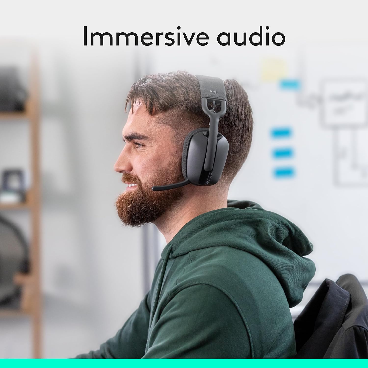 Detalle 2 de Logitech Zone Vibe 100 Wireless Over-Ear Headset, Graphite, Multipoint Bluetooth