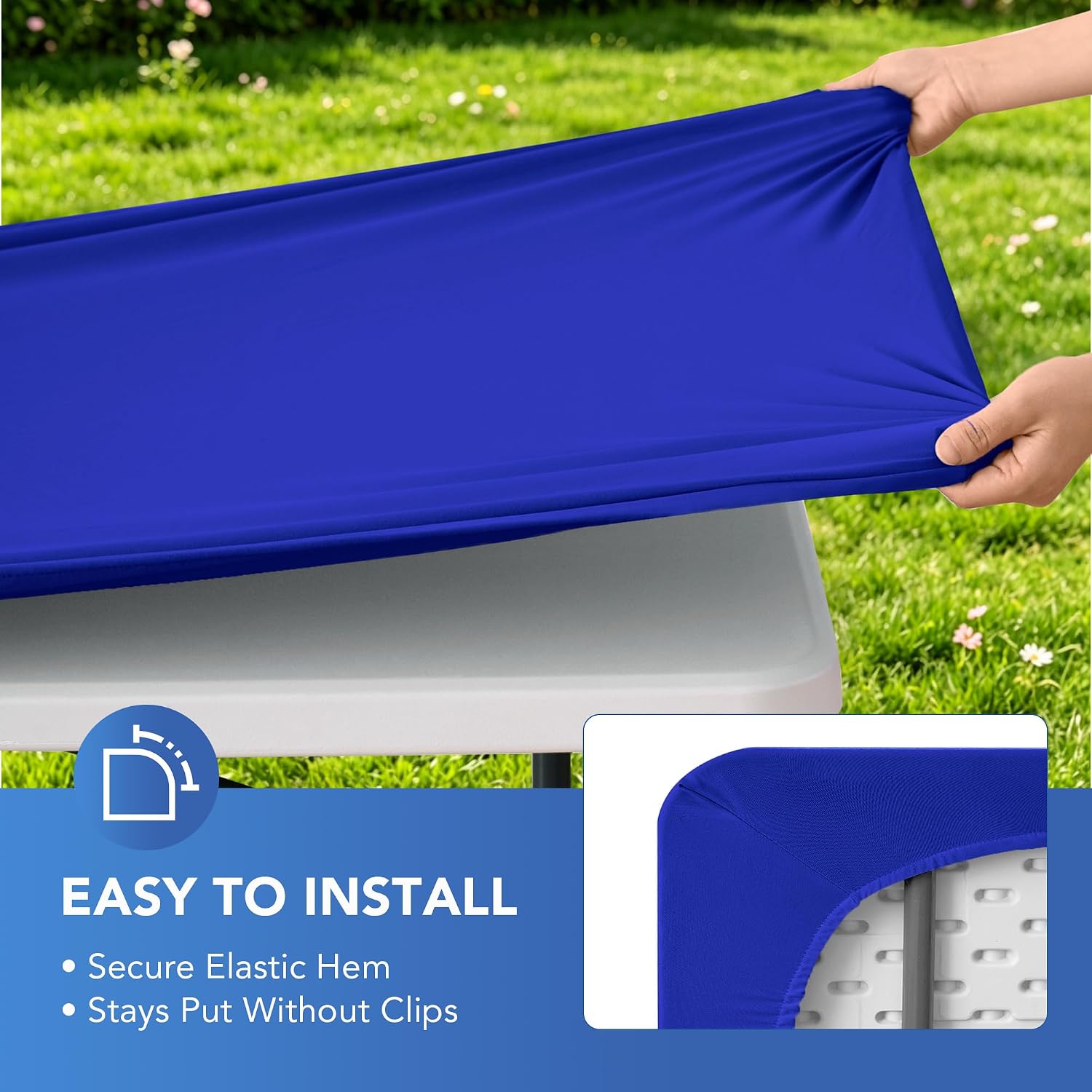 Thumbnail 3 de Enjoyidea Spandex Table Cover 6ft 6 Pack Royal Blue
