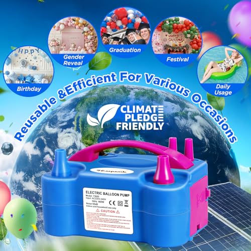 Detalle de FLSEPAMB Inflador de Globos Eléctrico 600W: Hinchador Portátil 2+2 Boquillas para Bodas y Fiestas