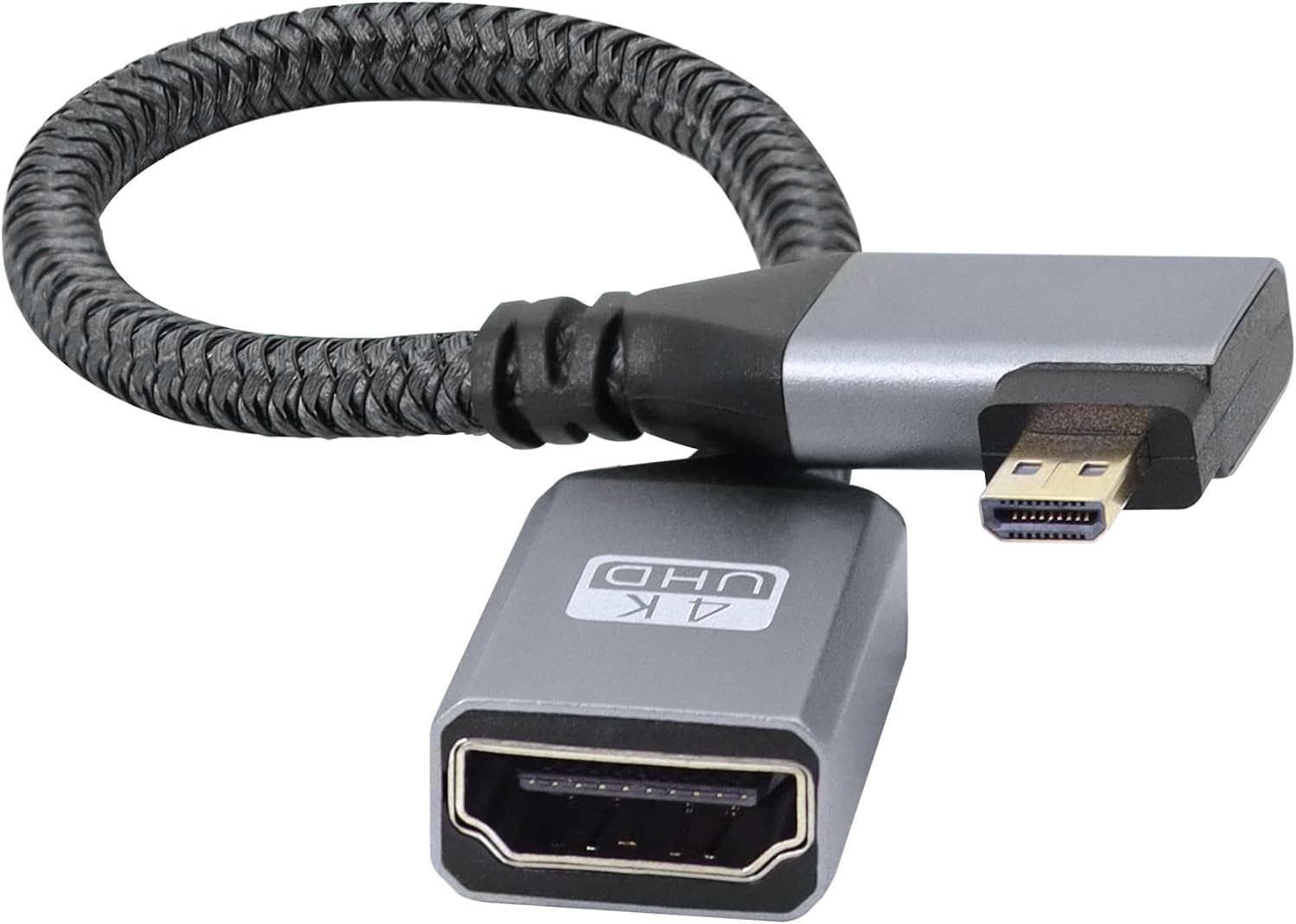 Detalle de RIIEYOCA 4K Micro‑HDTV auf HDMI Kabeladapter (90°) – Micro‑HDMI Stecker auf HDMI‑Buchse, Aluminium, 20 cm
