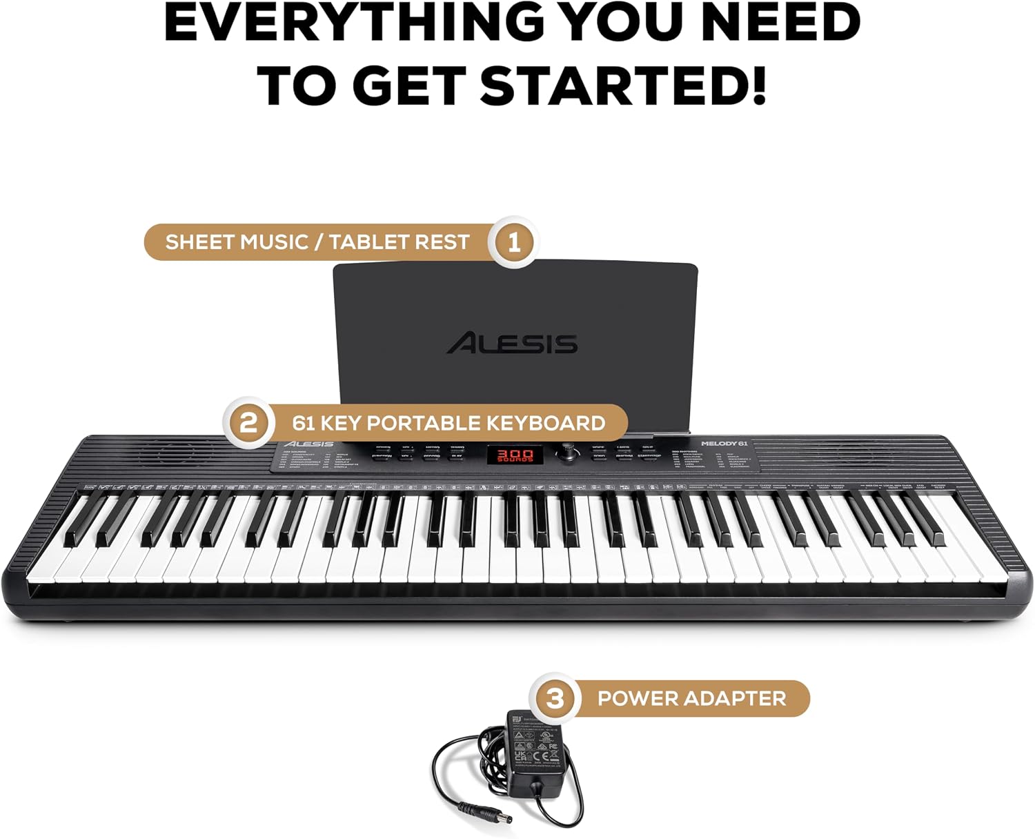 Detalle de Alesis Melody 61 MK4 MELODY61MK4KO 61-Key Keyboard with 300 Sounds
