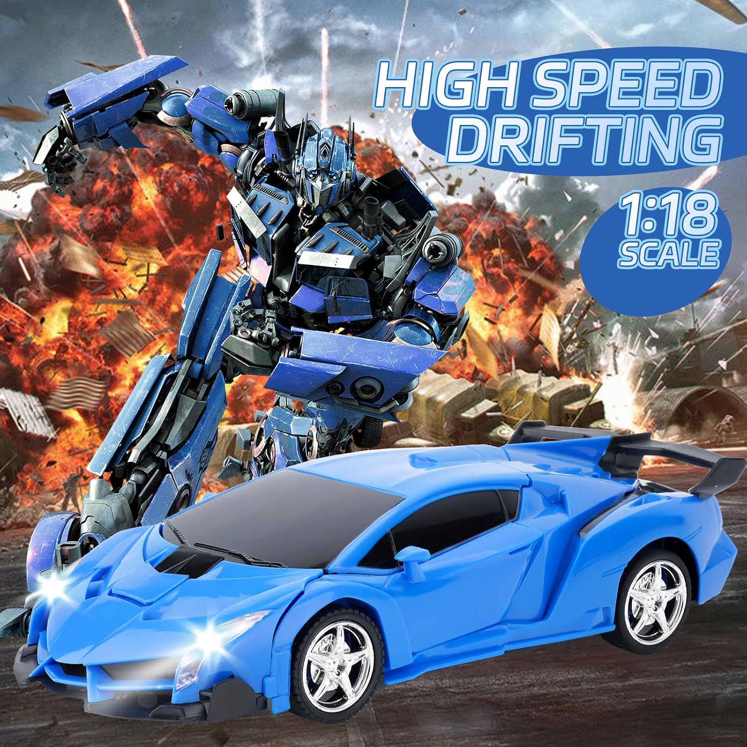 Thumbnail 1 de Micieycle 1:18 afstandsbestuurbare transformeerauto met ledlicht
