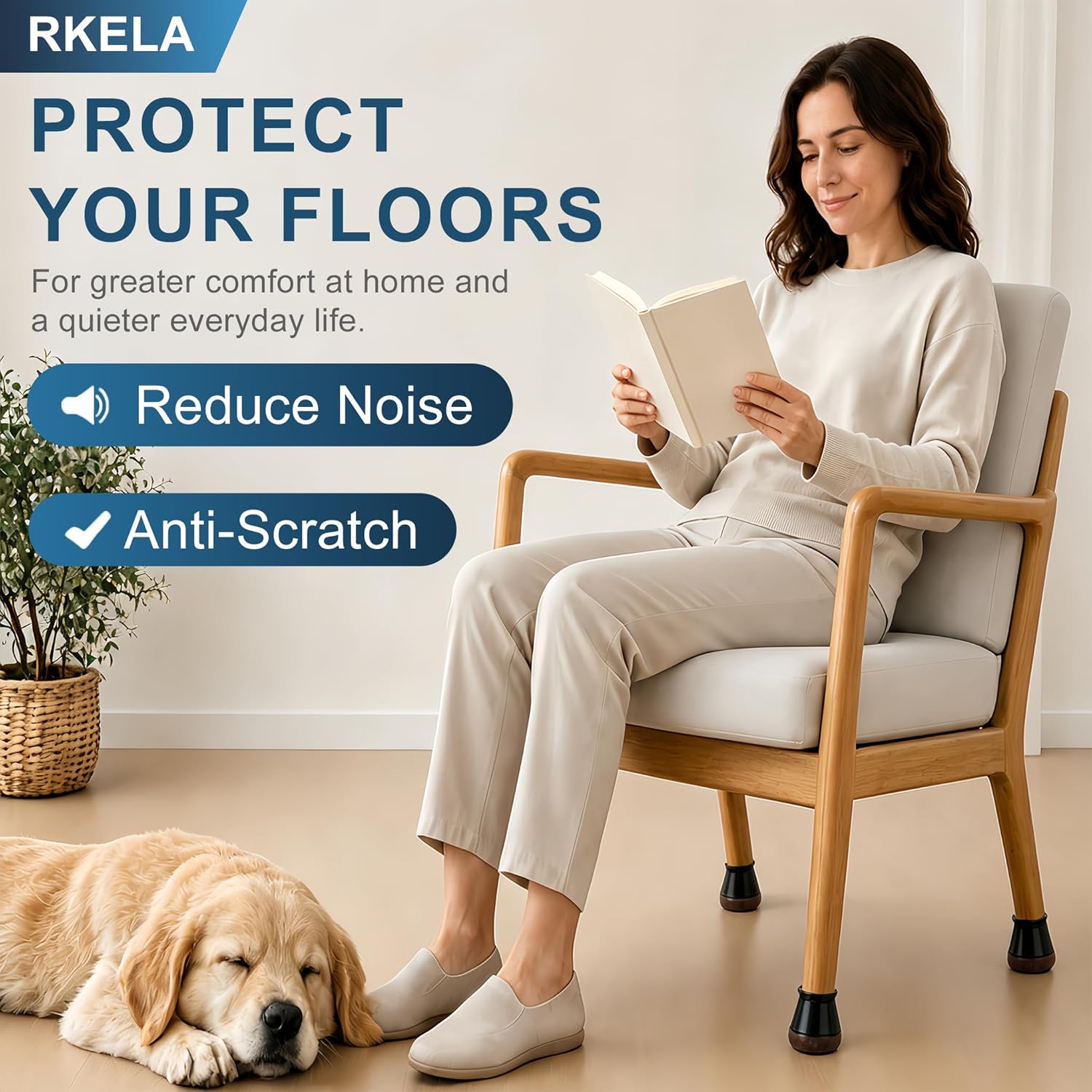 Thumbnail 1 de Chair Leg Floor Protectors, 16 Pcs Extra Small Black Silicone Caps with Wrapped Felt for Hardwood Floors