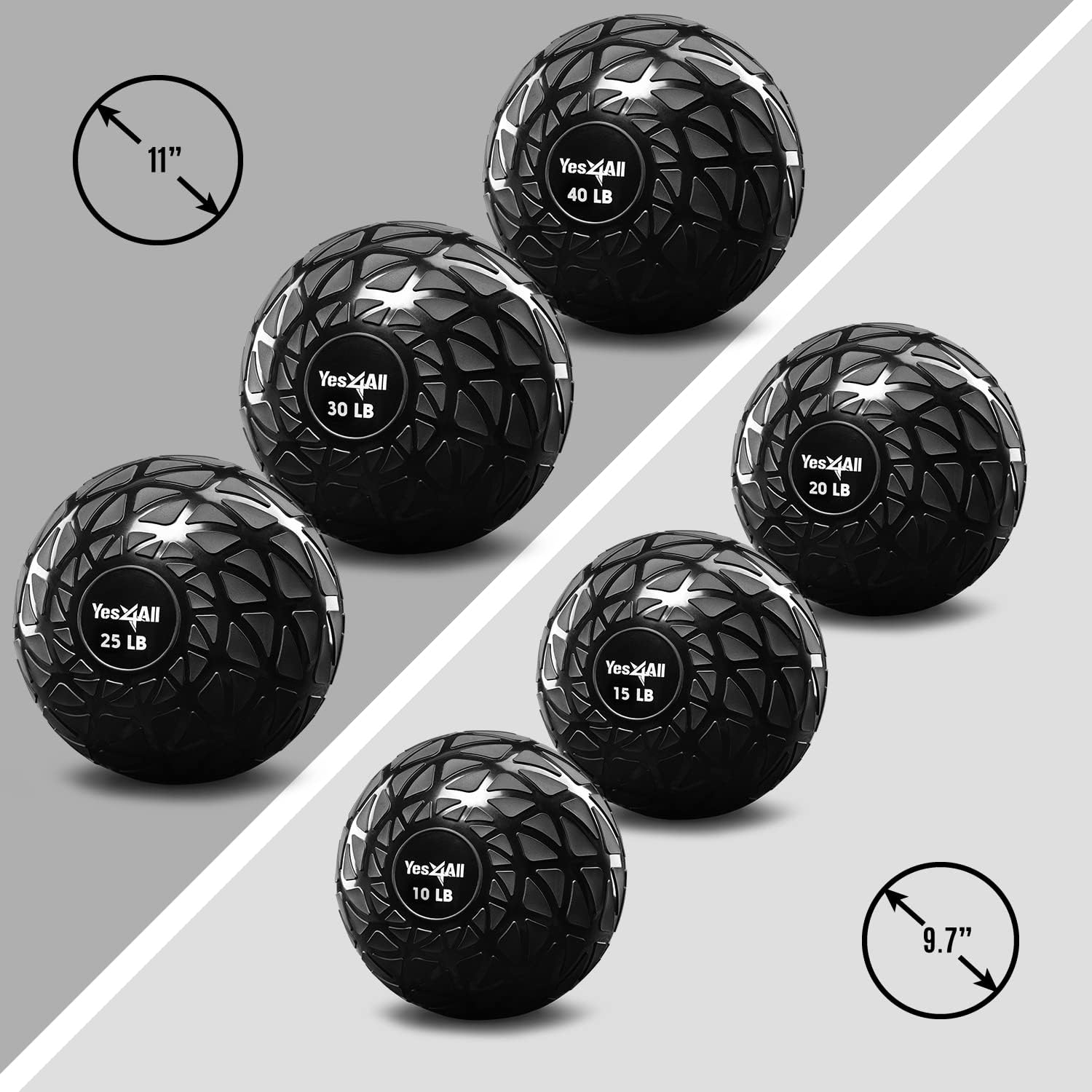 Thumbnail 1 de Yes4All Palle mediche Slam senza rimbalzo (pesi 4,5–18 kg) in gomma con rivestimento lucido