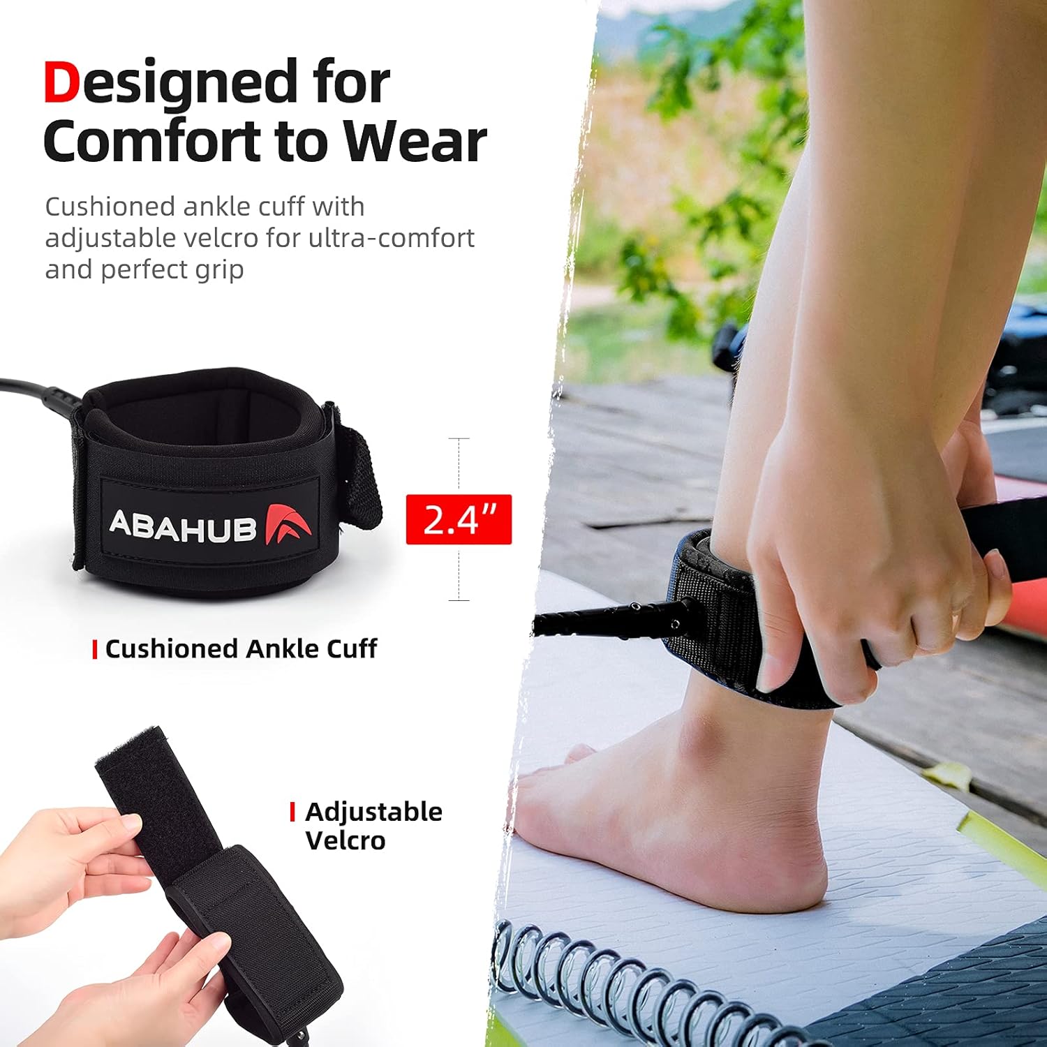 Thumbnail 3 de Abahub SUP Guinzaglio: guinzaglio da tavola SUP in TPU 7 mm, 10 ft, grande compatibilità e sicurezza