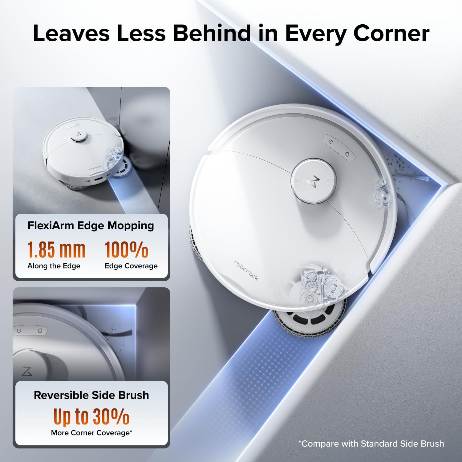Detalle de roborock Qrevo 2 Pro Robot Vacuum and Mop, 20,000 Pa, FlexiArm Edge Cleaning