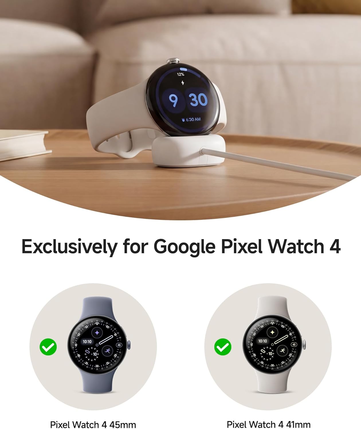 Detalle de 5W Fast USB-C Charger for Google Pixel Watch 4 — Magnetic Dock (Cable Only, 41mm/45mm)