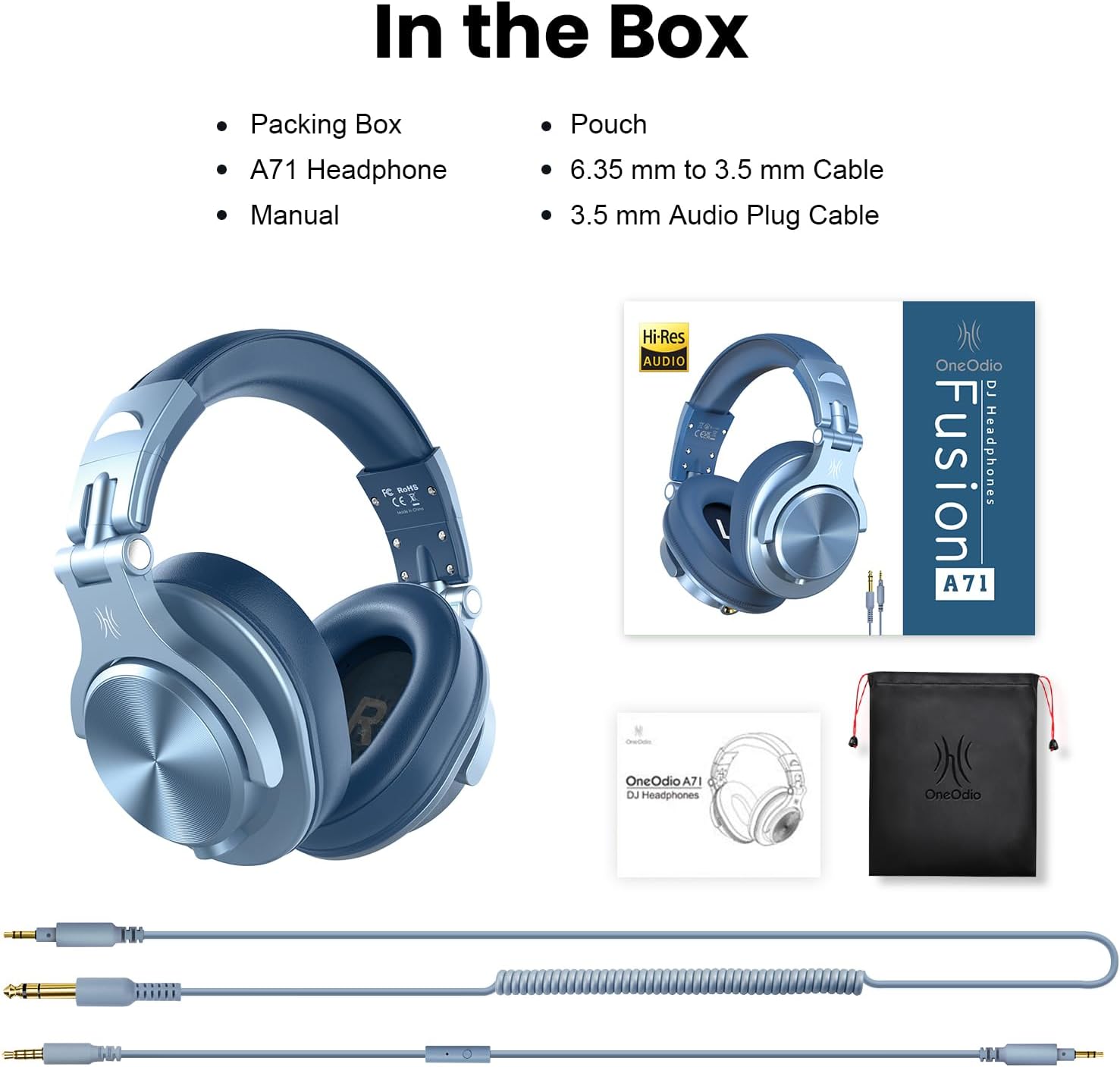 Thumbnail 6 de OneOdio A71 Wired Over-Ear Studio Headphones with 40 mm Drivers
