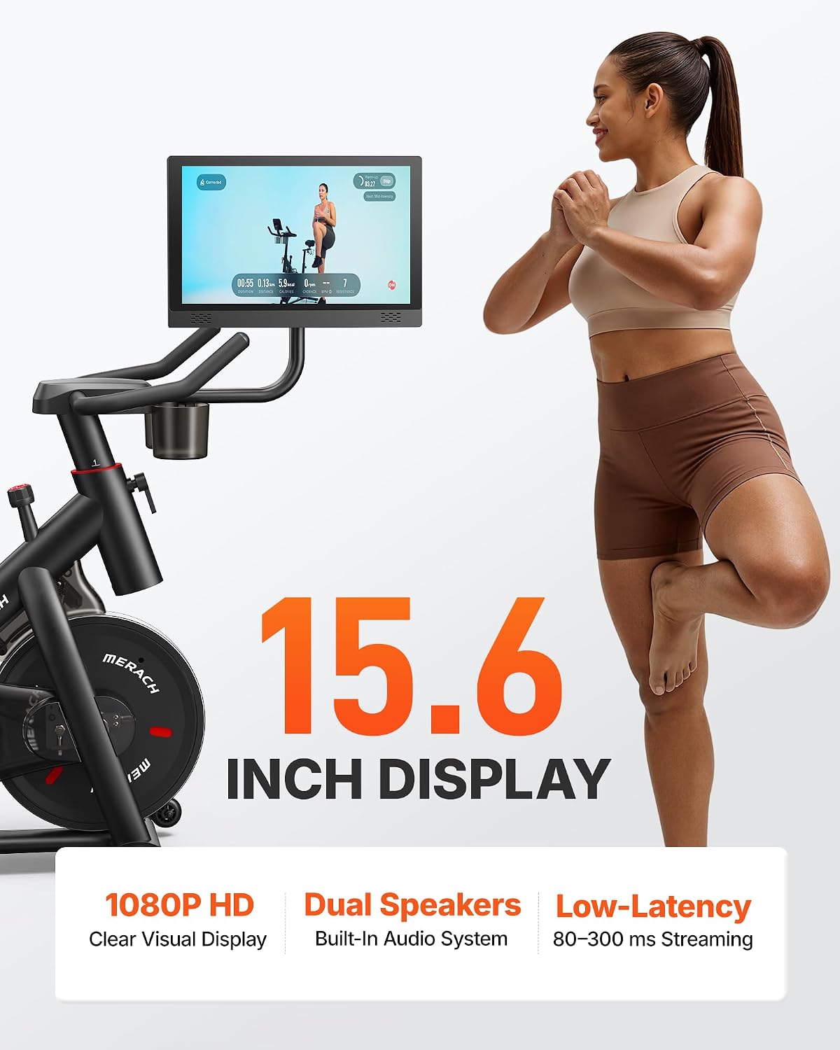 Detalle de MERACH S26 Magnetic Exercise Bike with 15.6-Inch HD Mirroring Screen and App