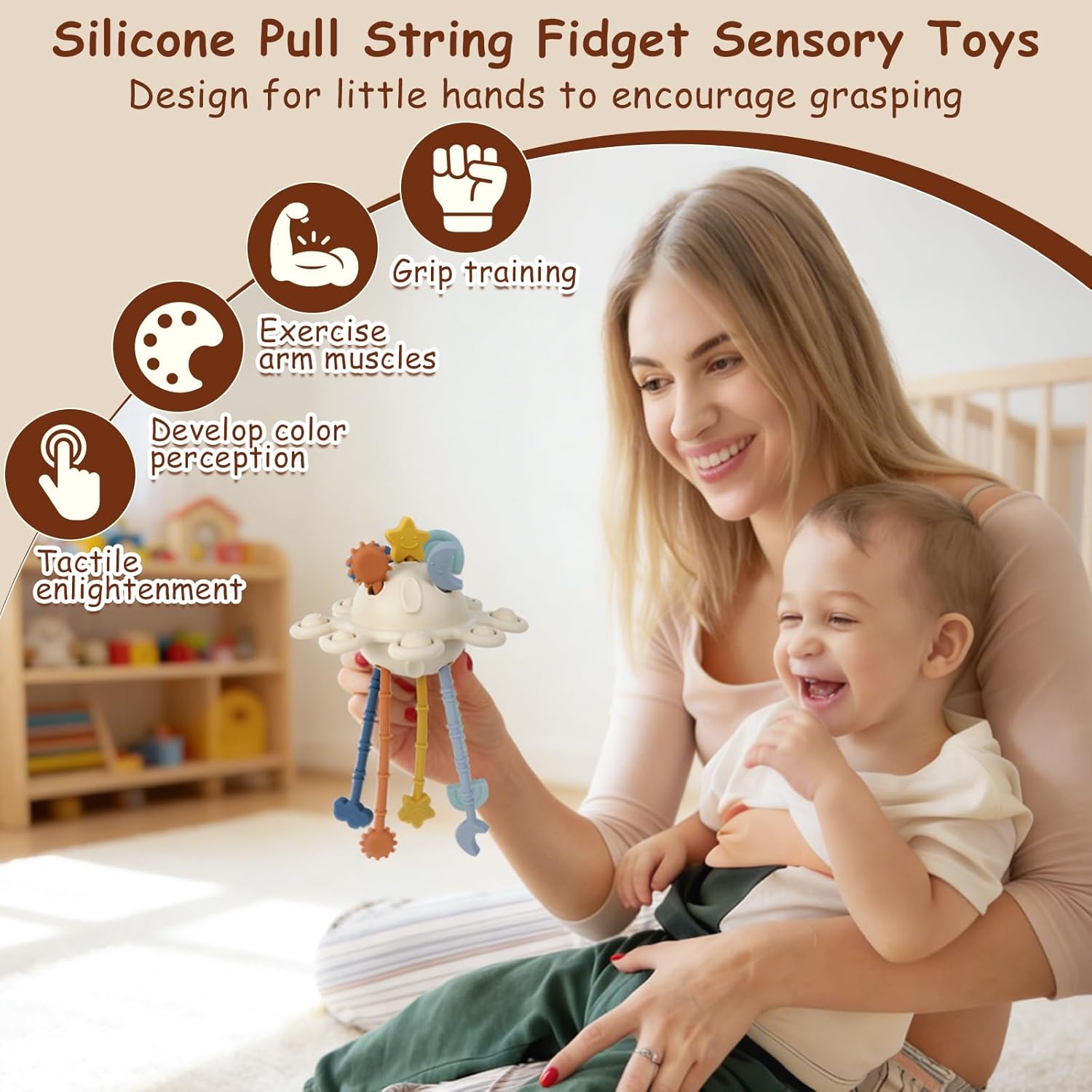 Thumbnail 3 de TYRY.HU Activity Grasping Toys – Sensory Silicone Tether Pop Pull & Pop Space Teether for 18 Months