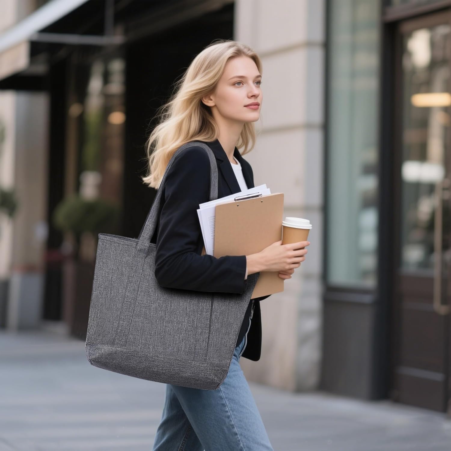 Detalle 2 de MAYMOONER Große Nylon-Tragetasche Damen 45 cm