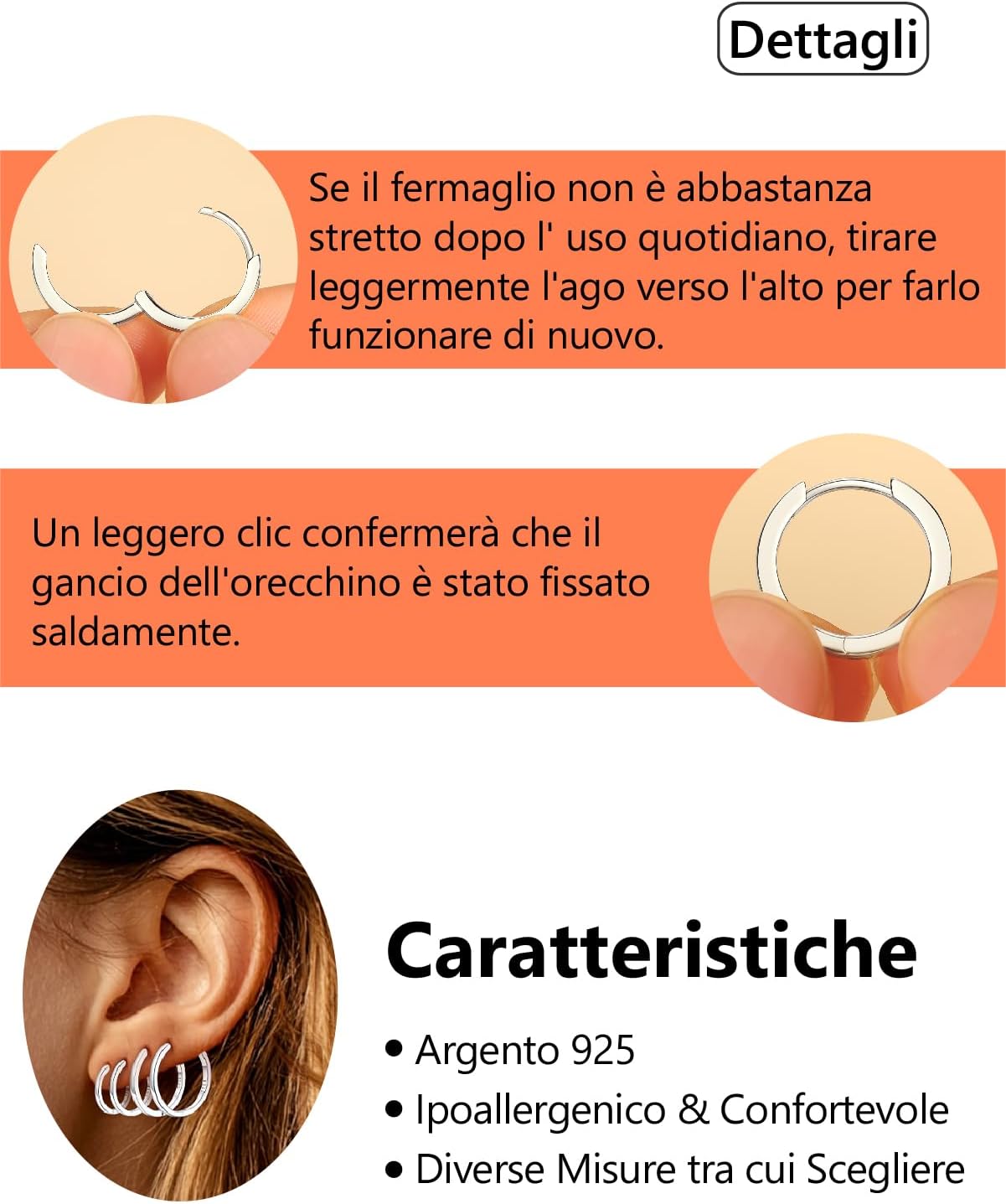Thumbnail 6 de Silvora Orecchini Cerchio 6–20 mm in Argento 925 – Preziosi cerchi piccoli per Donna e Uomo