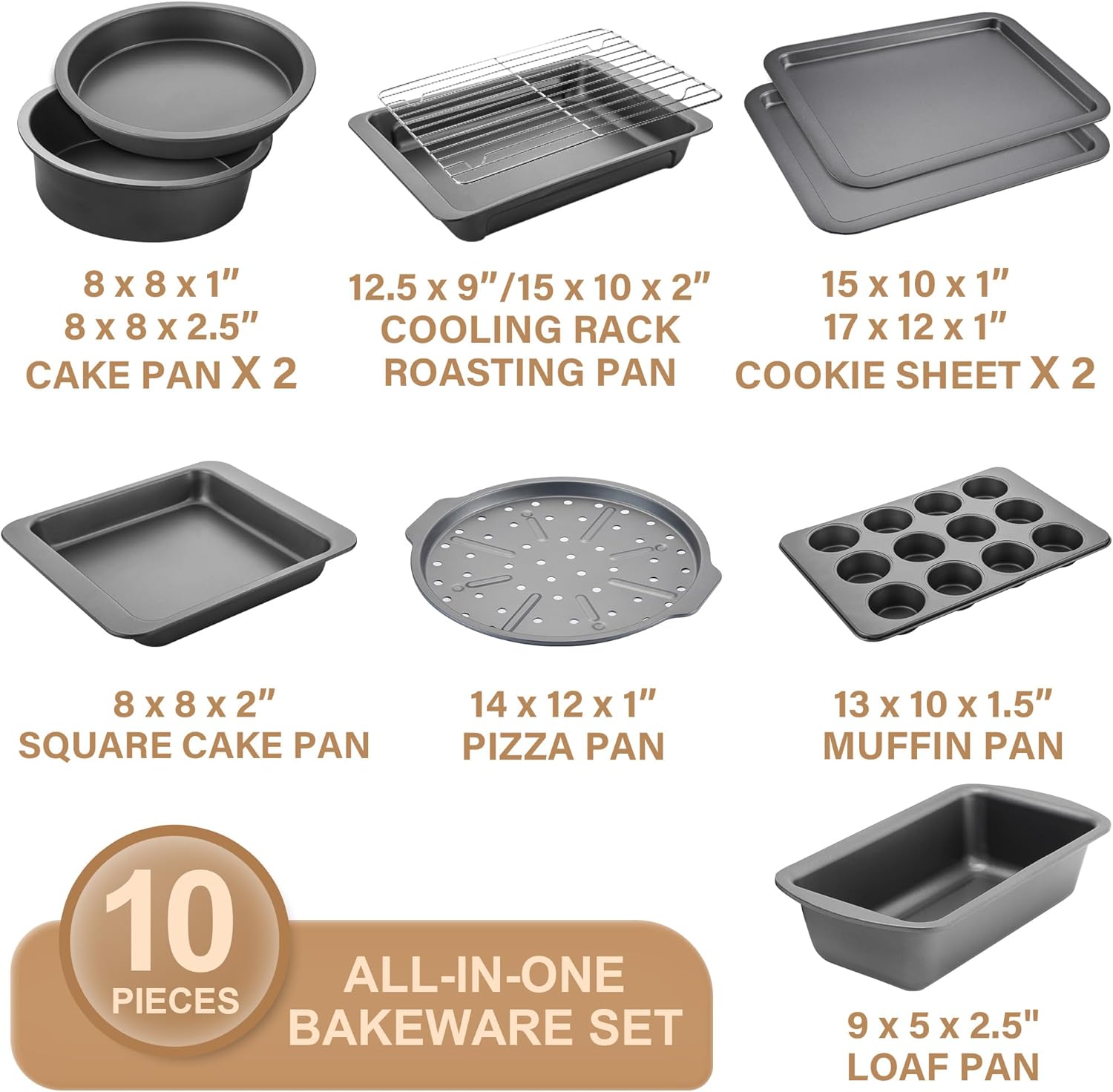 Detalle 2 de HONGBAKE Bakeware Sets 10-Piece